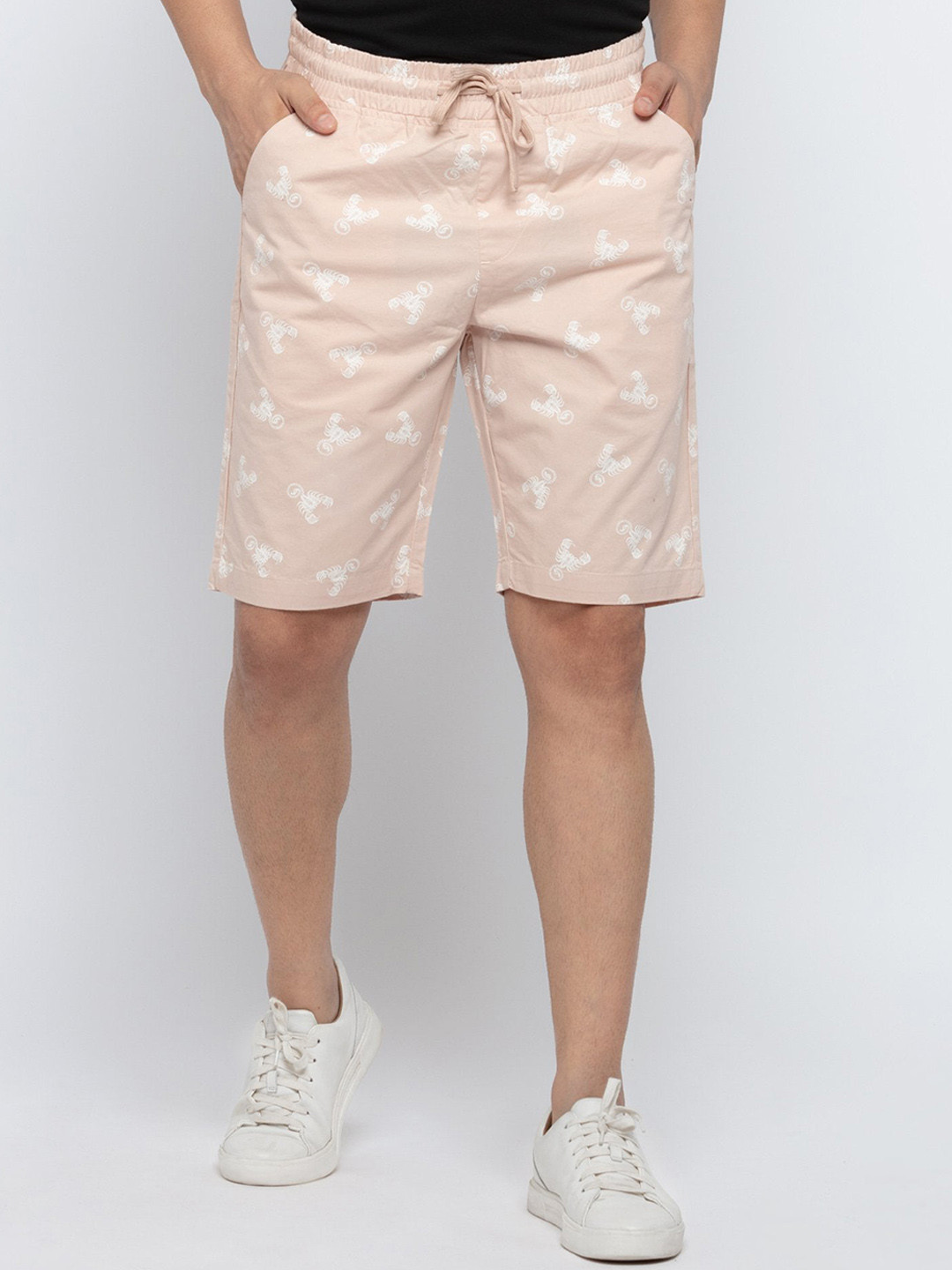 

Status Quo Men Pink Conversational Printed Cotton Shorts