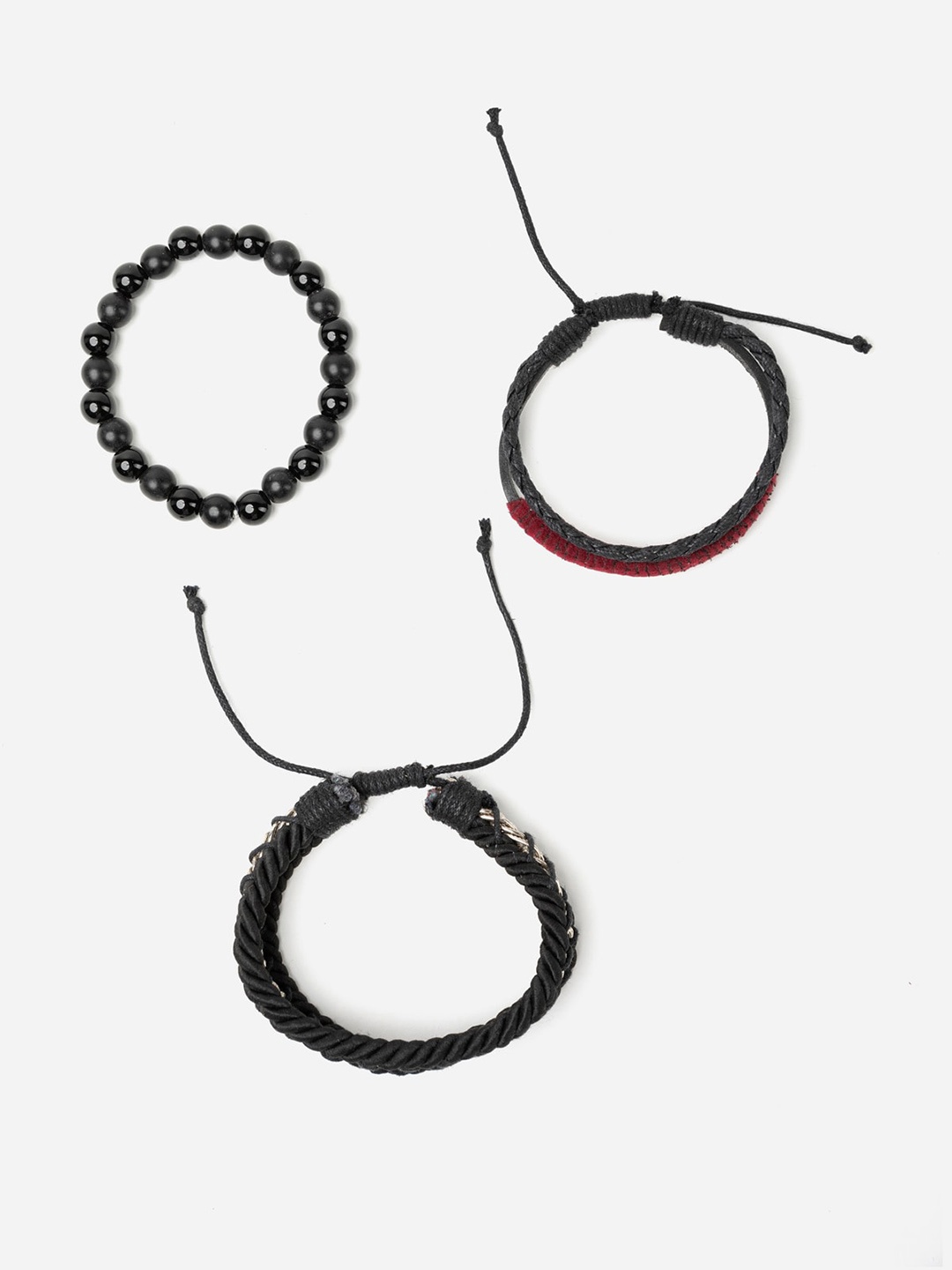

FRATERNITY Men Set of 3 Black & Red Bracelets