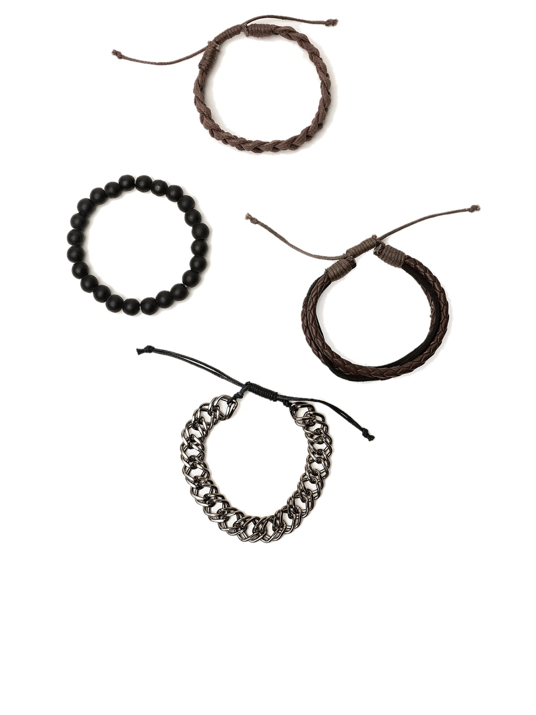 

FRATERNITY Set Of 4 Men Brown & Black Cuff Bracelet