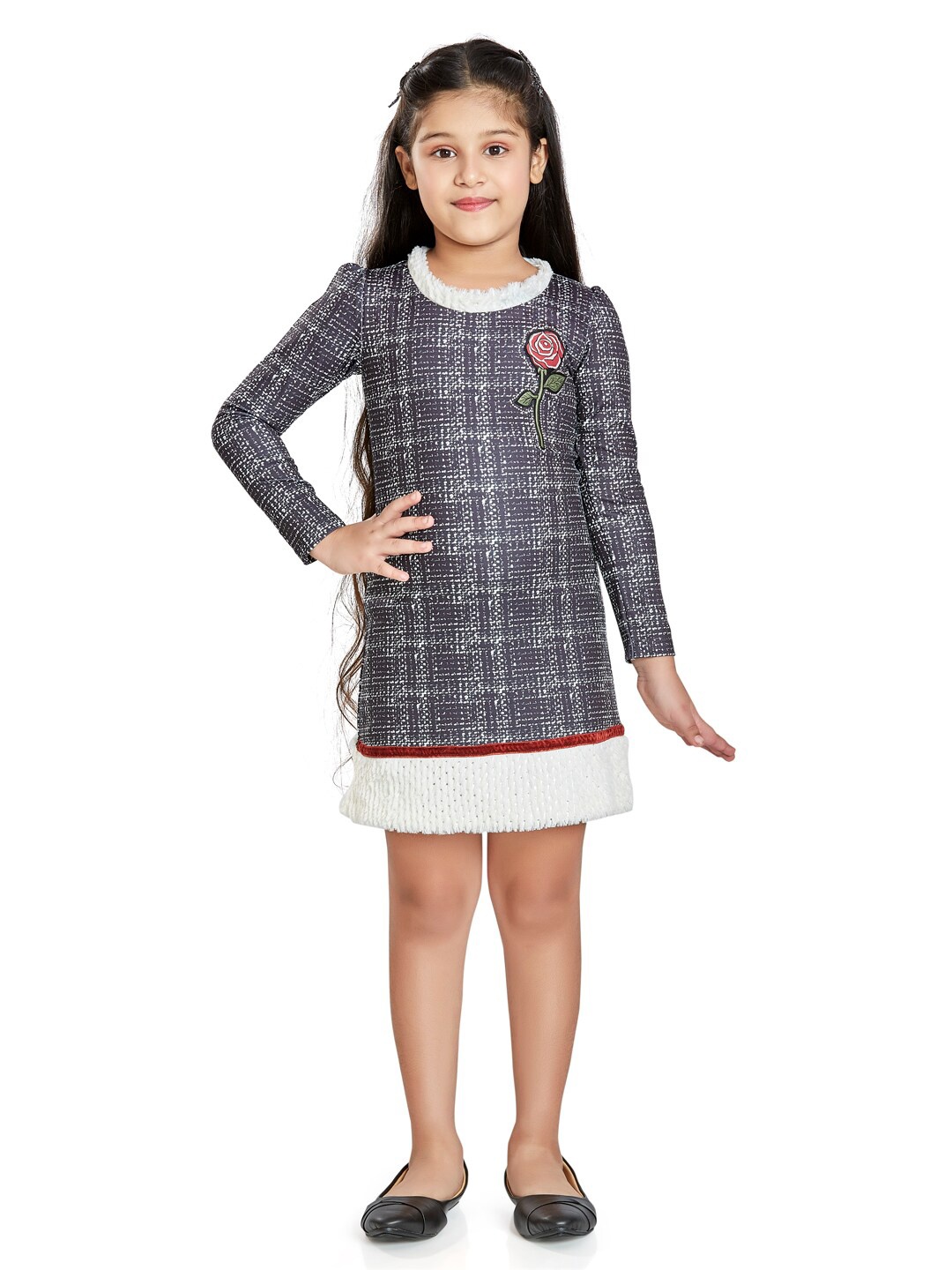

Peppermint Grey Checked A-Line Dress