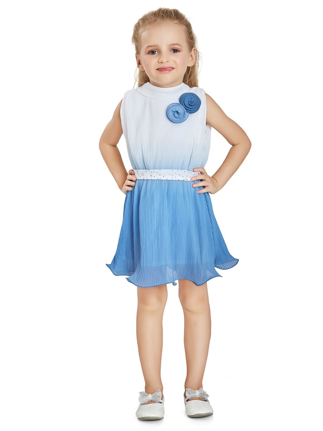 

Peppermint Blue Colourblocked Satin Dress