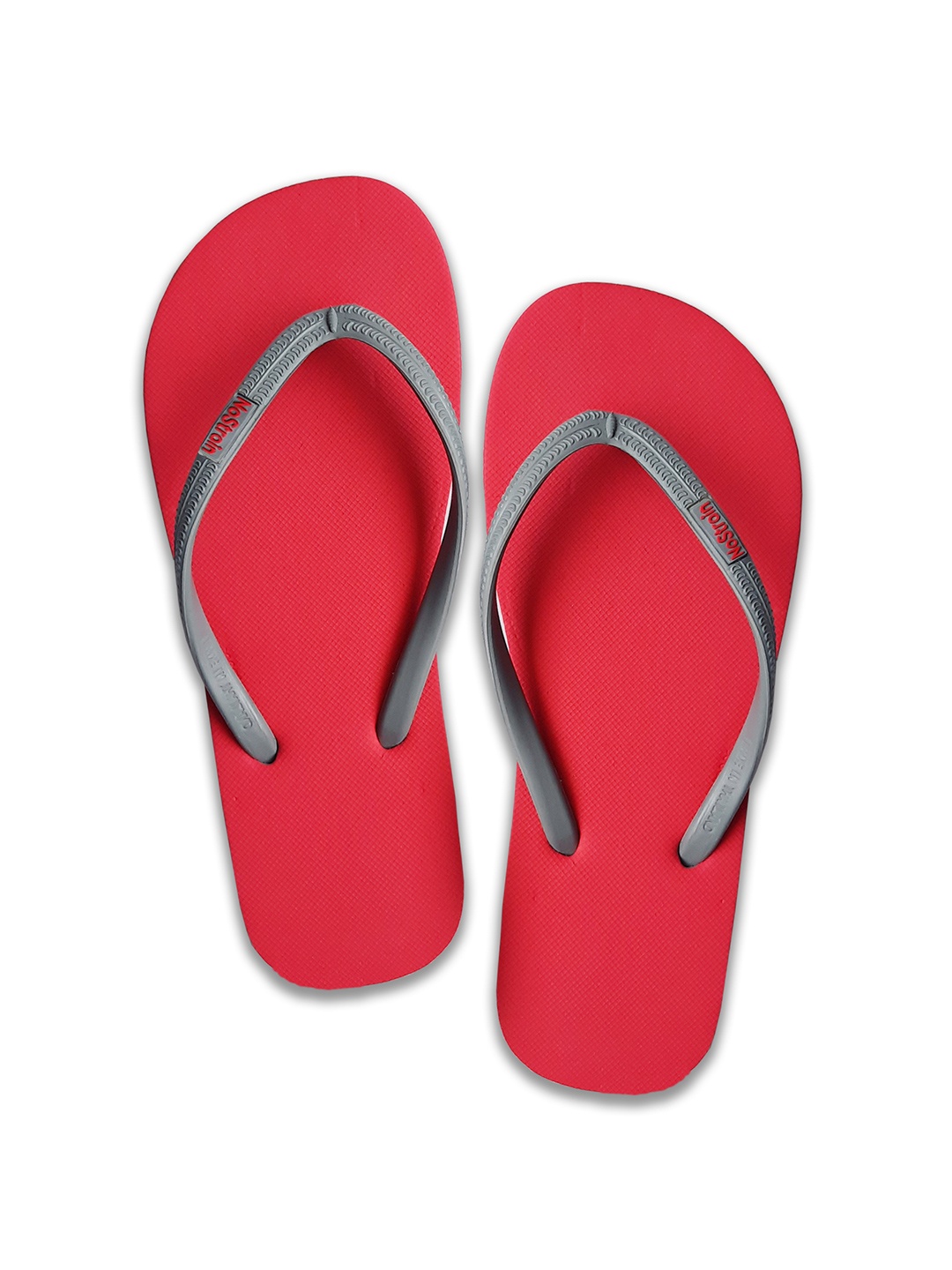 

NoStrain Men Red & Grey Rubber Thong Flip-Flops