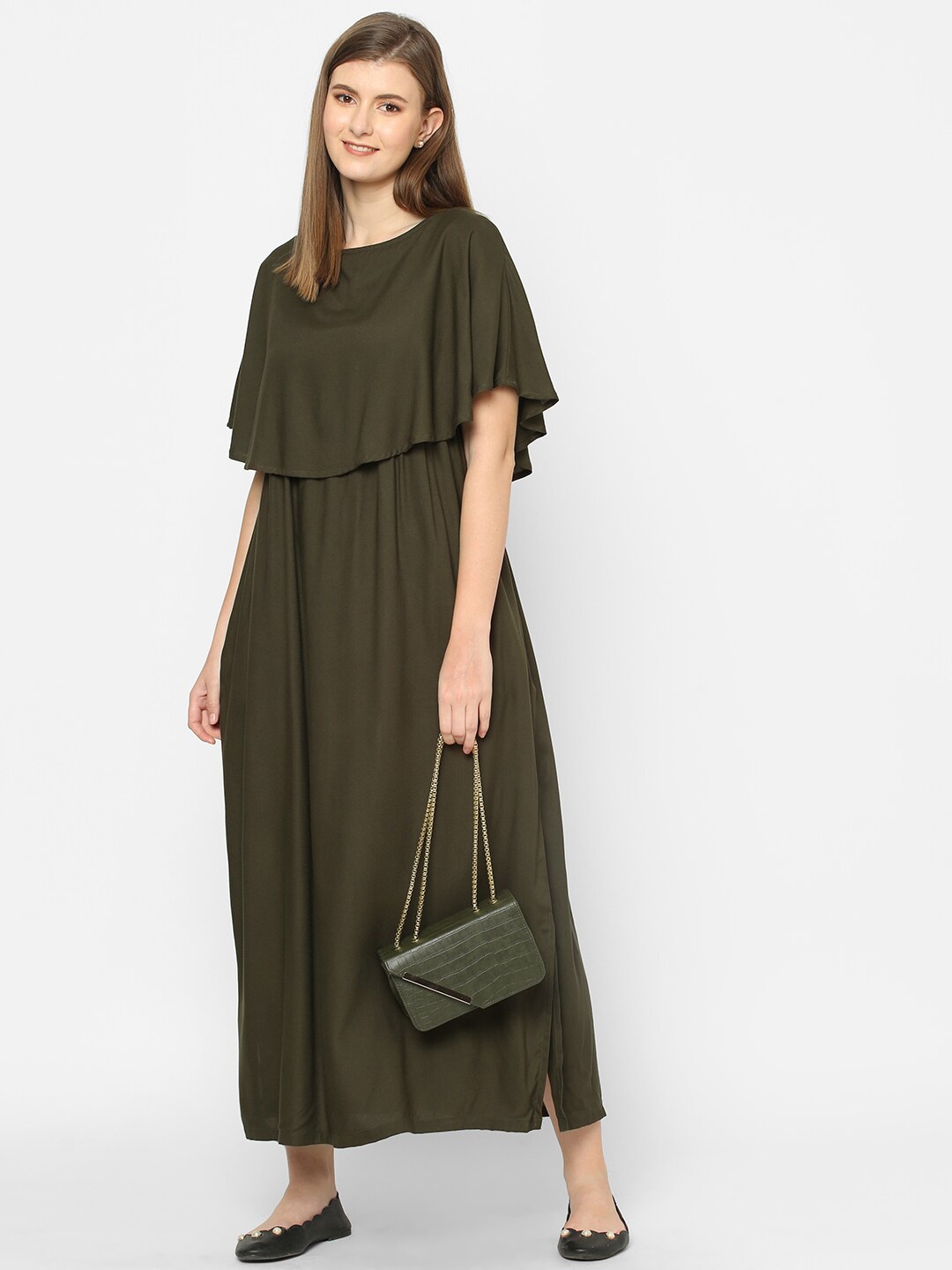 

Mystere Paris Olive Green Maternity Maxi Dress