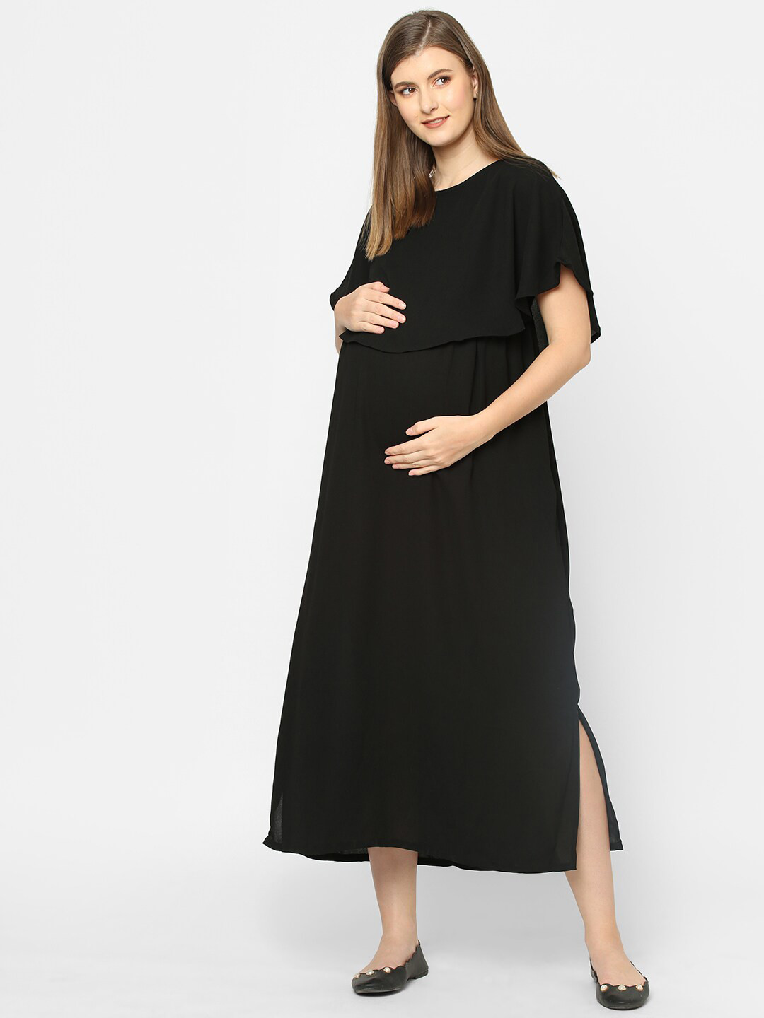 

Mystere Paris Black Maternity Maxi Midi Dress
