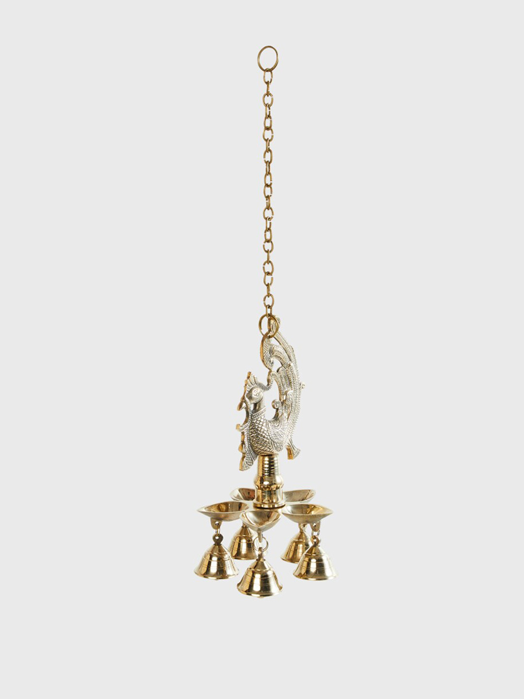 

Home Centre Gold-Toned Textured Metal Peacock Hanging Diya