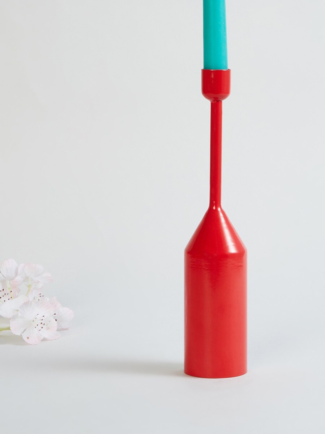 

Home Centre Red Solid Cylindrical Metal Candle Holder