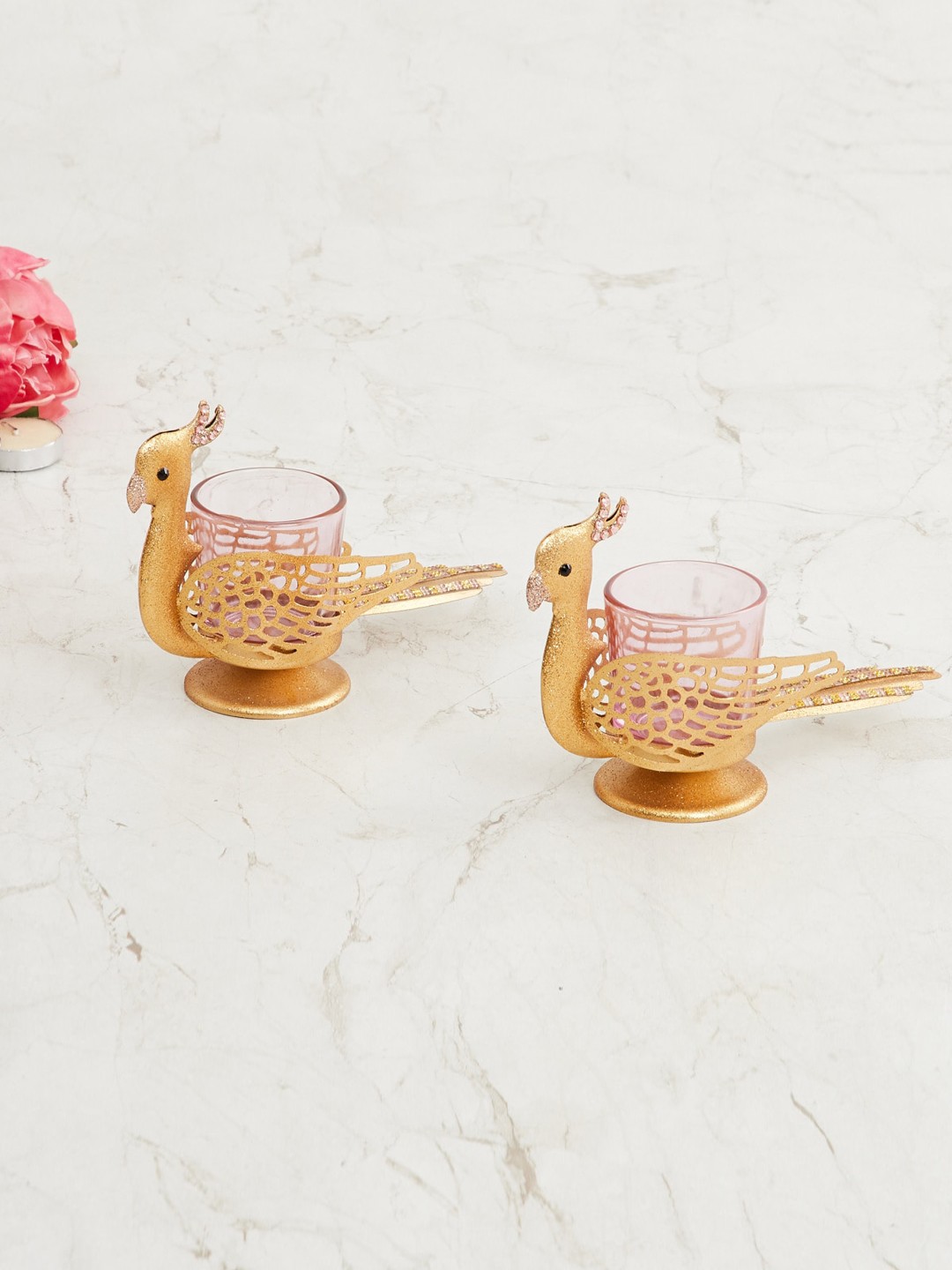 

Home Centre Pack Of 2 Gold-Toned Metal Parrot T-Light Candle Holders