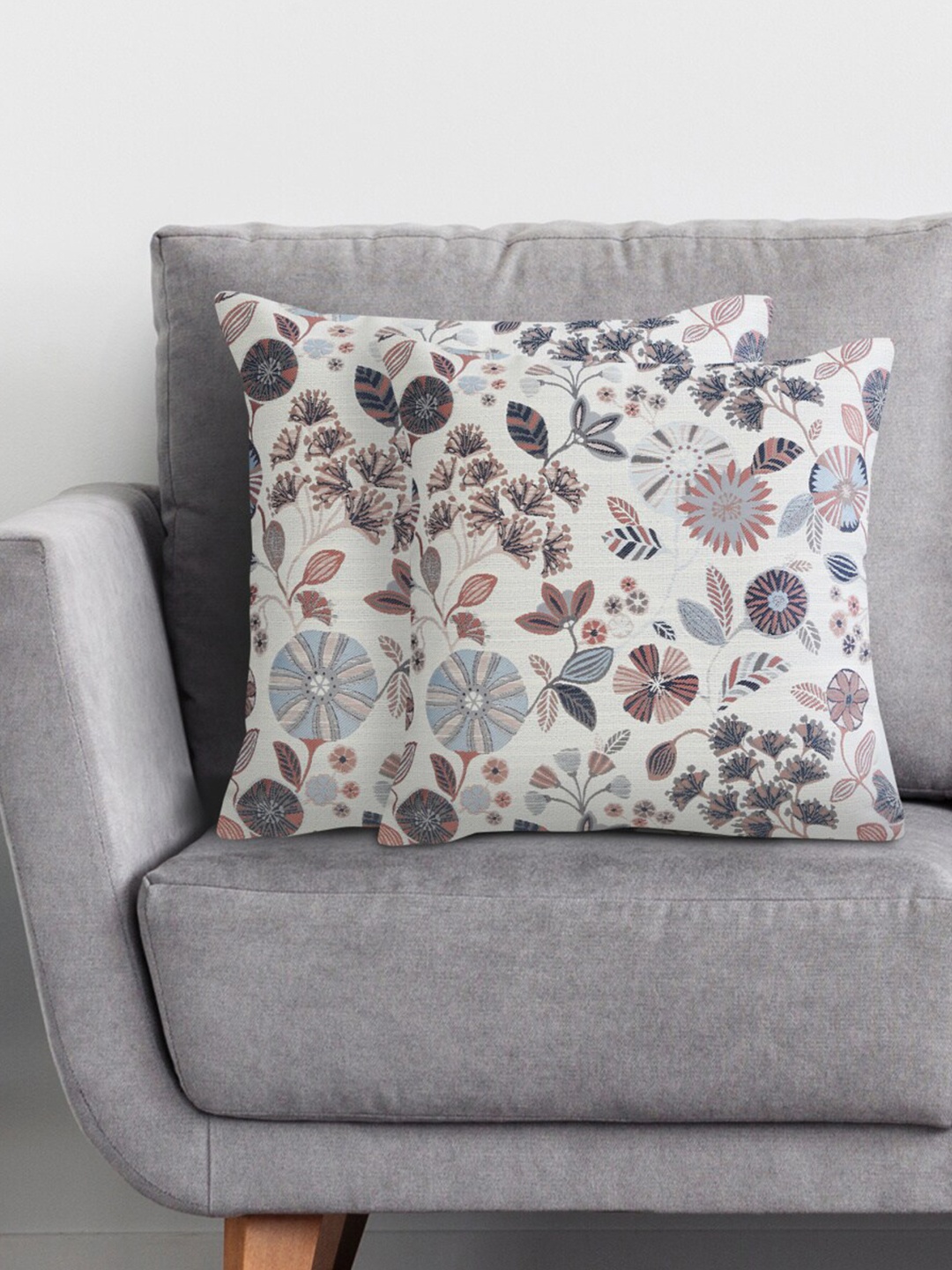 

Home Centre White & Purple Set of 2 Floral Square Cushion Covers