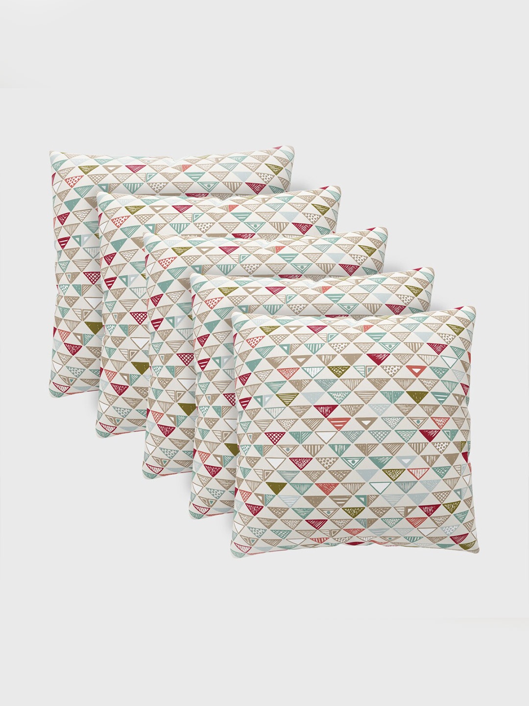 

Home Centre White & Blue Set of 5 Geometric Square Cushion Covers