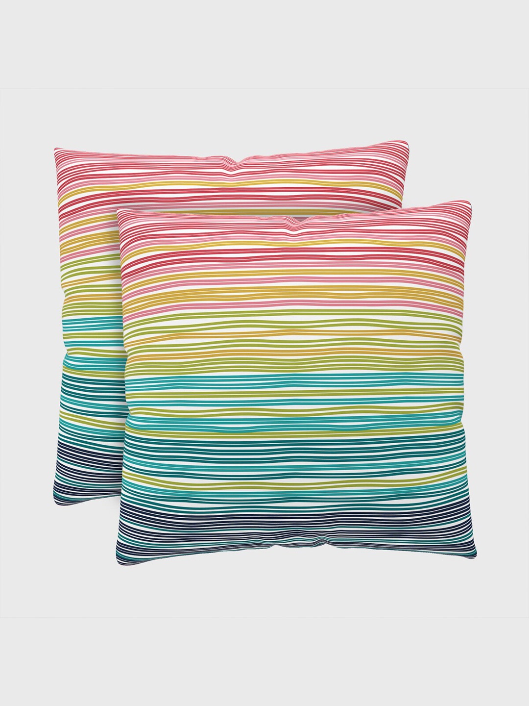 

Home Centre Green & Pink Set of 2 Striped Square Cushion Covers