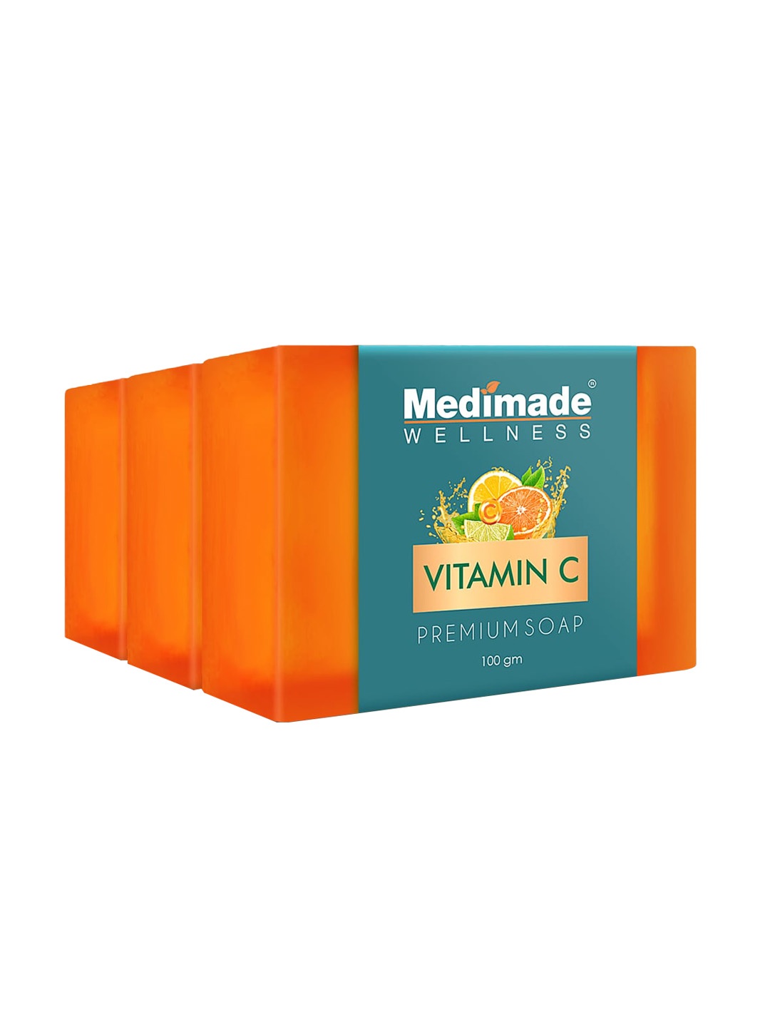 

Medimade Set of 3 Vitamin C Premium Beauty Soap For Youthful & Radiant Skin - 100 g Each, Orange