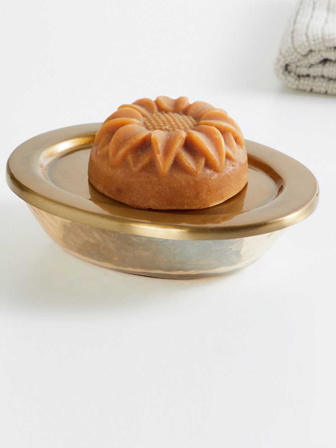 

Home Centre Gold-Toned Solid Glass Soap Dish