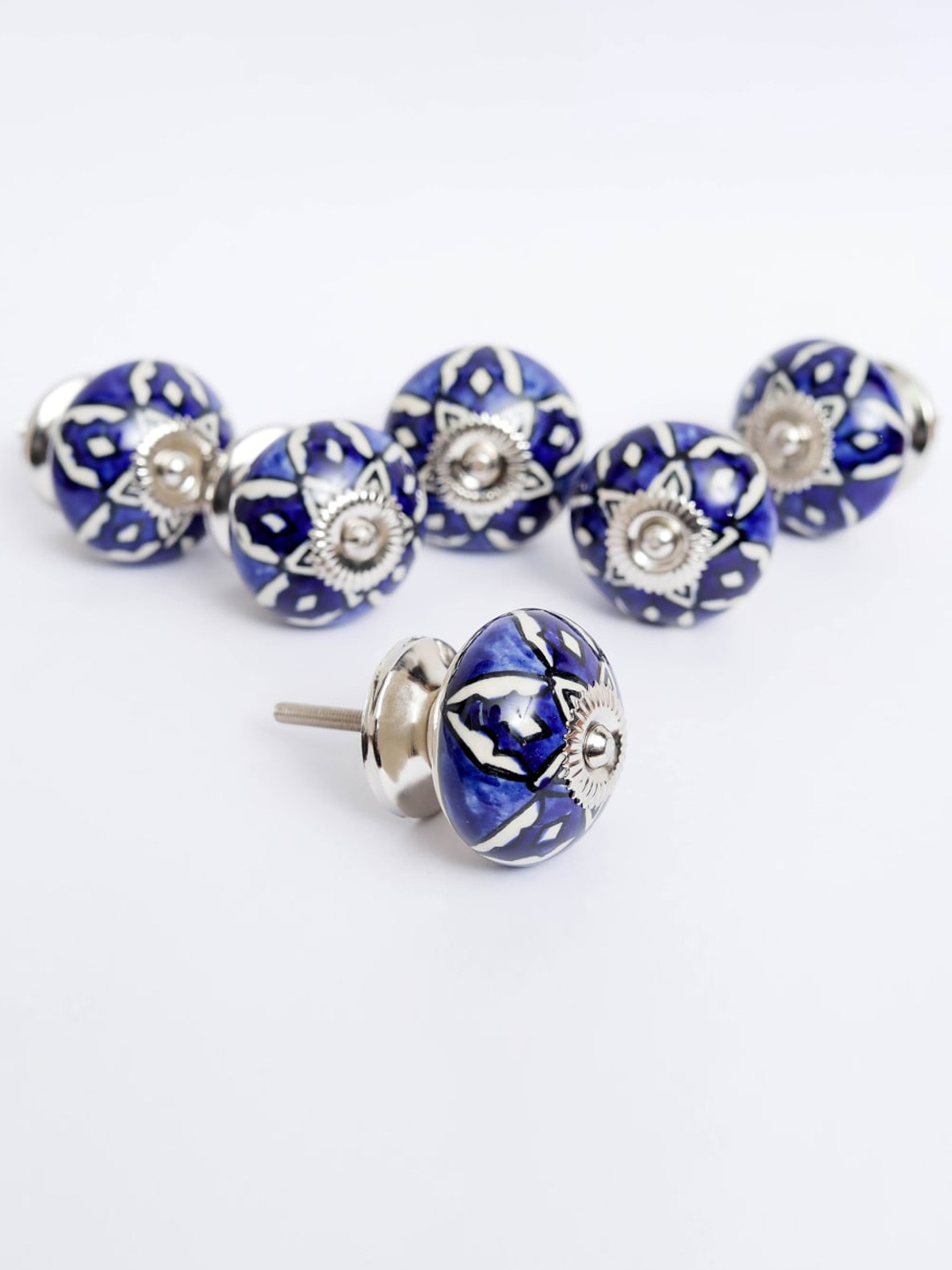 

Home Centre Set of 6 Blue Printed Ceramic Drawer Knob