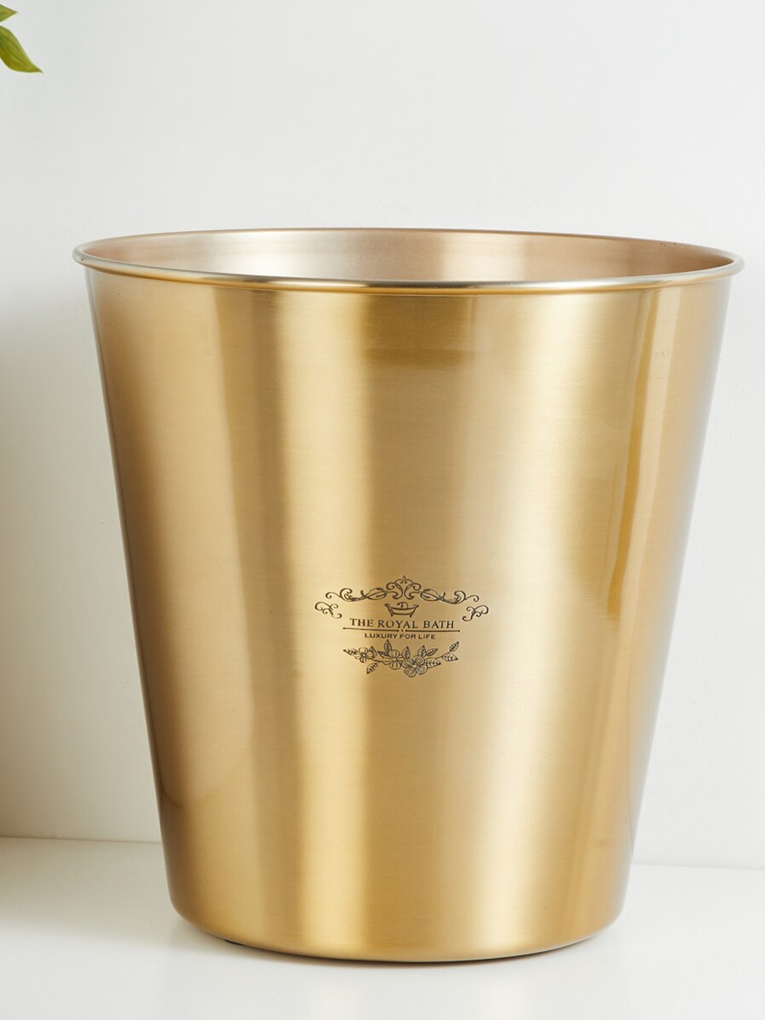 

Home Centre Gold-Tone Royal Bath Printed Stainless Steel Waste Bin