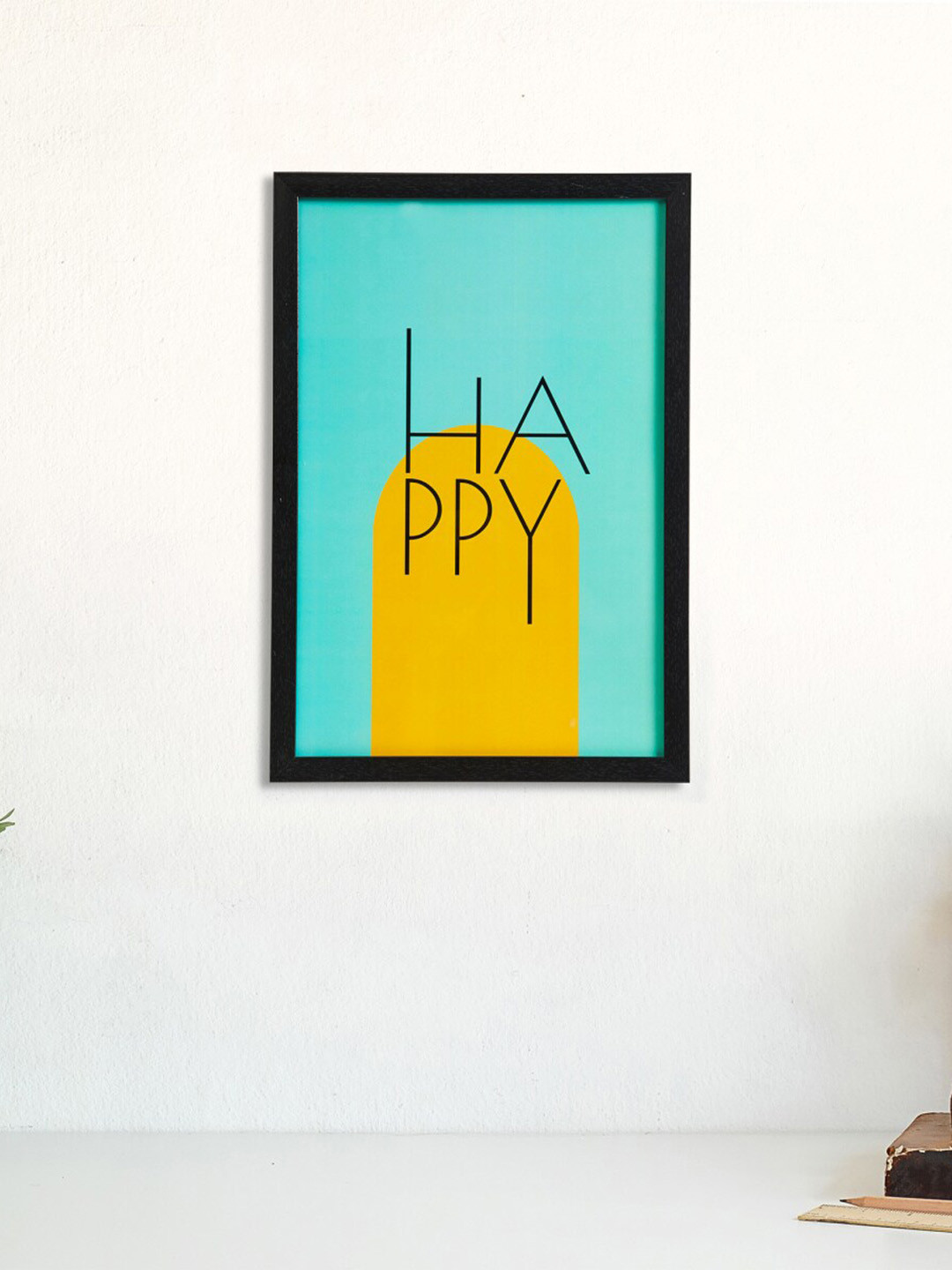 

Home Centre Yellow Spectrum Happy Printed Glass Framed Wall Paintings