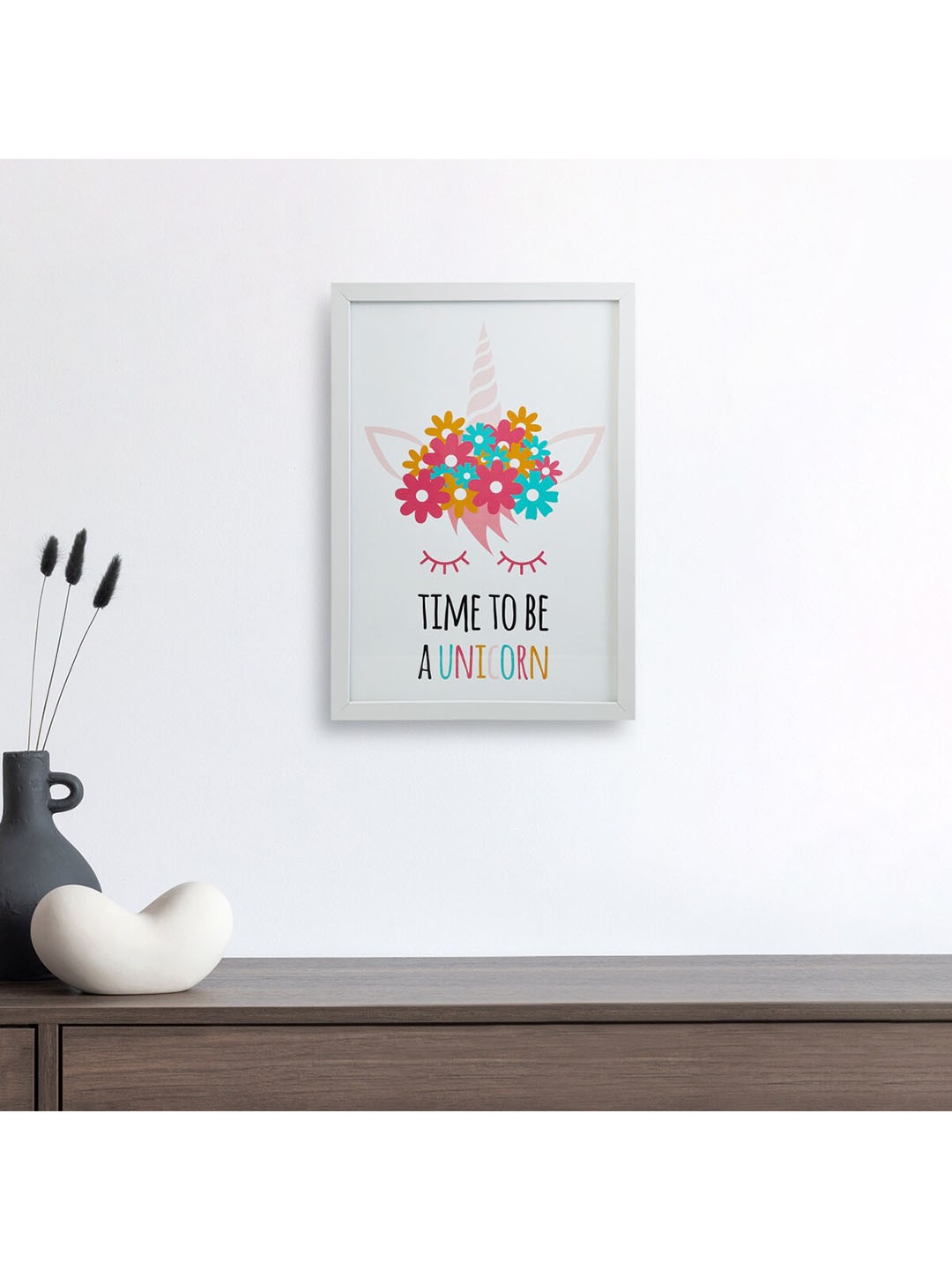 

Home Centre White Printed Unicorn Glass Picture Framed Wall Art