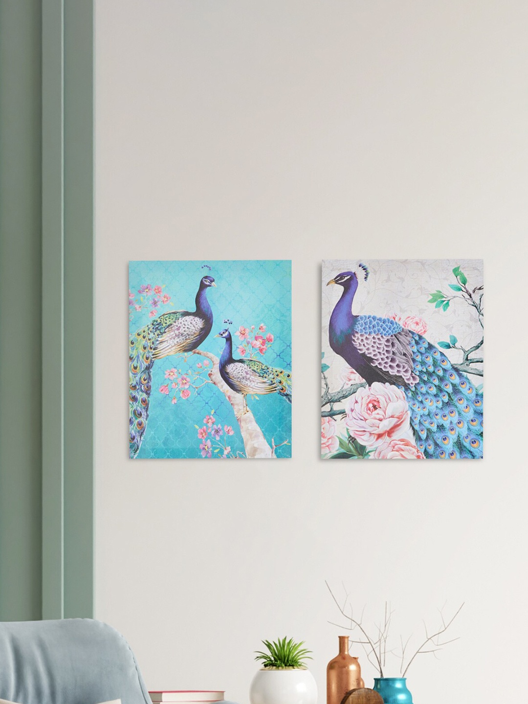 

Home Centre Set of 2 Multicoloured Peacock Canvas Wall Painting, Multi