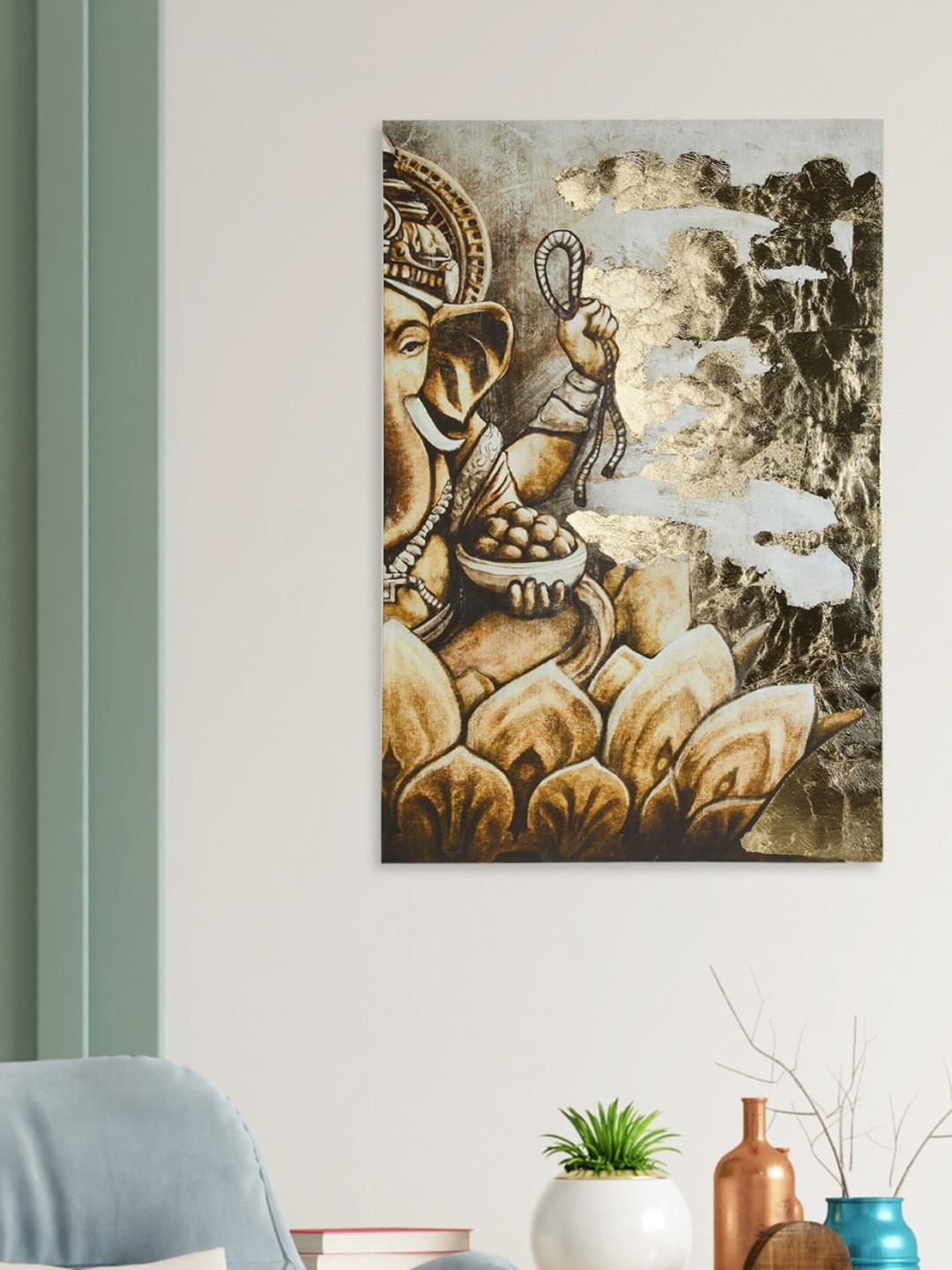 

Home Centre Brown Ganesha Canvas Canvas Framed Wall Art