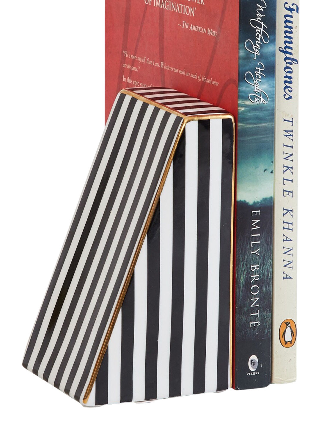 

Home Centre Black & White Striped Ceramic Bookend