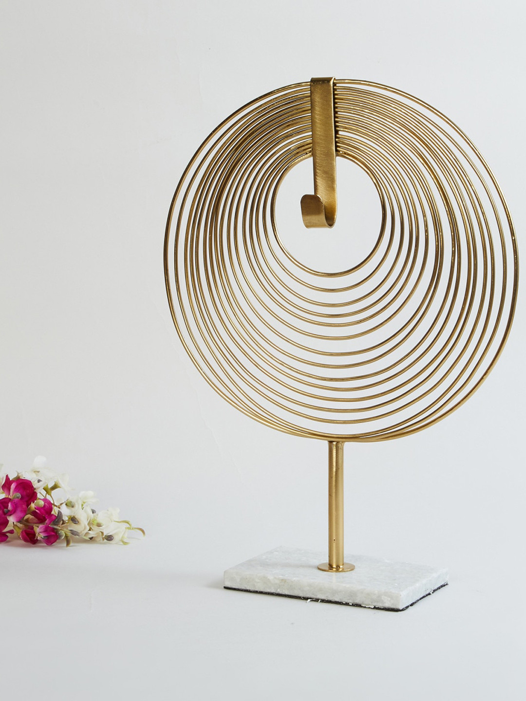 

Home Centre Gold Toned Spiral Circle Table Accent Metal Decor