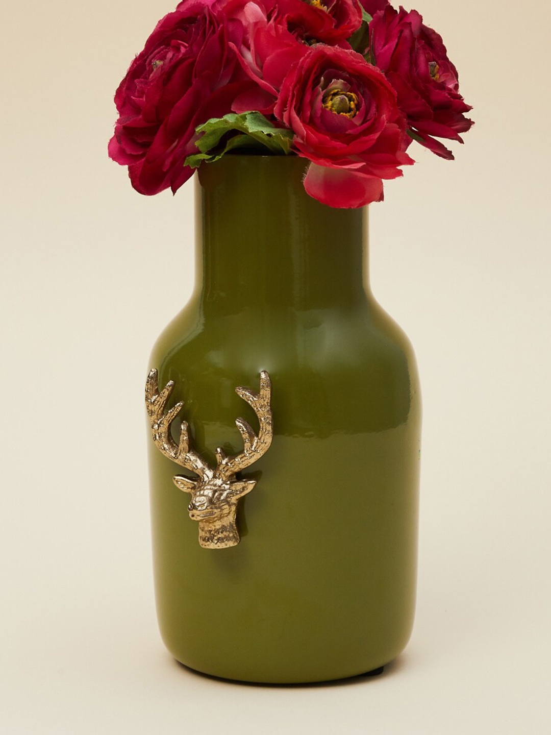 

Home Centre Green Embellished Metal Flower Vase