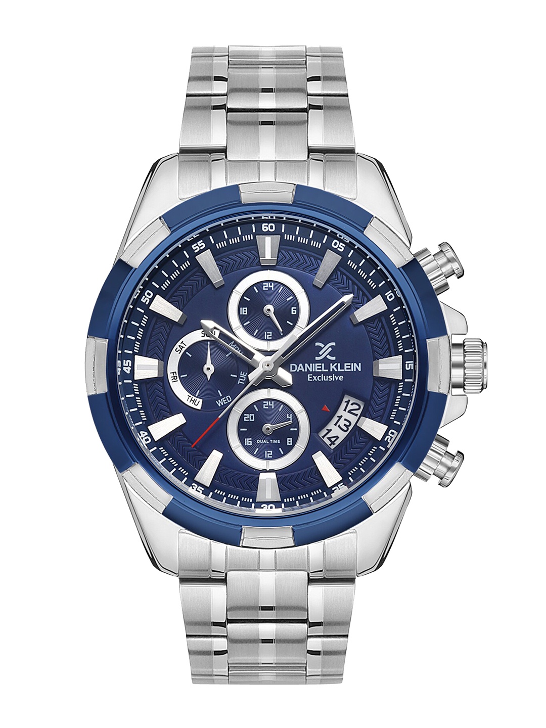 

Daniel Klein Men Silver-Toned Printed Dial & Silver Toned Stainless Steel Bracelet Style Straps Analogue Watch