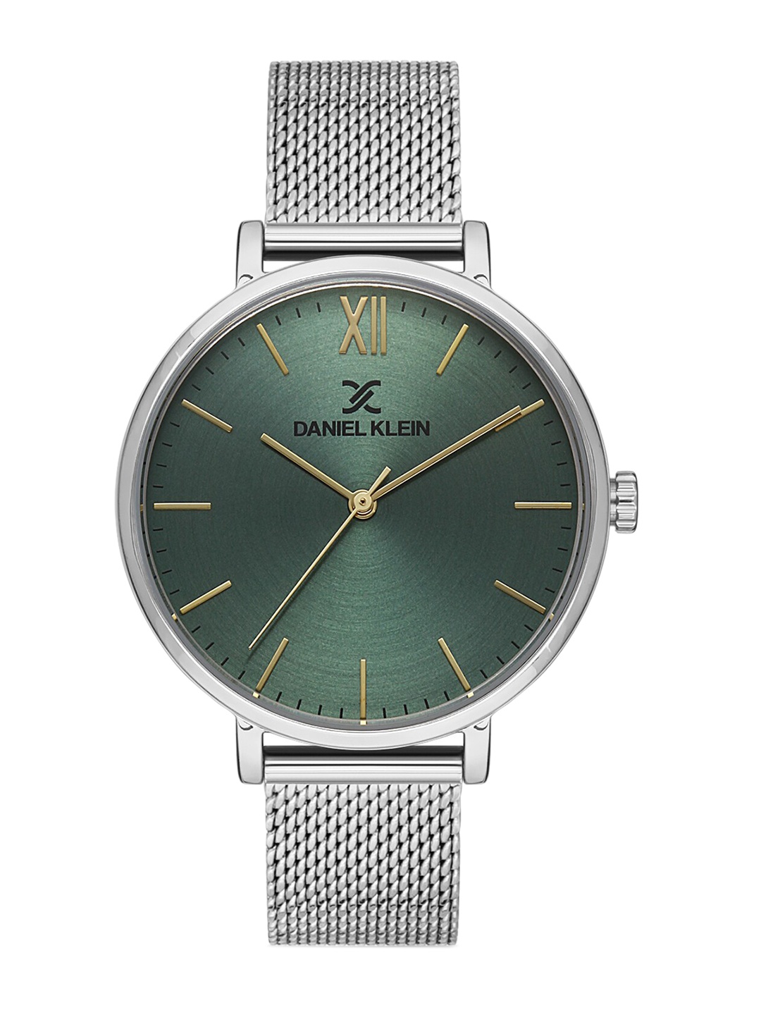 

Daniel Klein Women Silver-Toned Embellished Dial & Silver Toned Bracelet Style Straps Analogue Watch