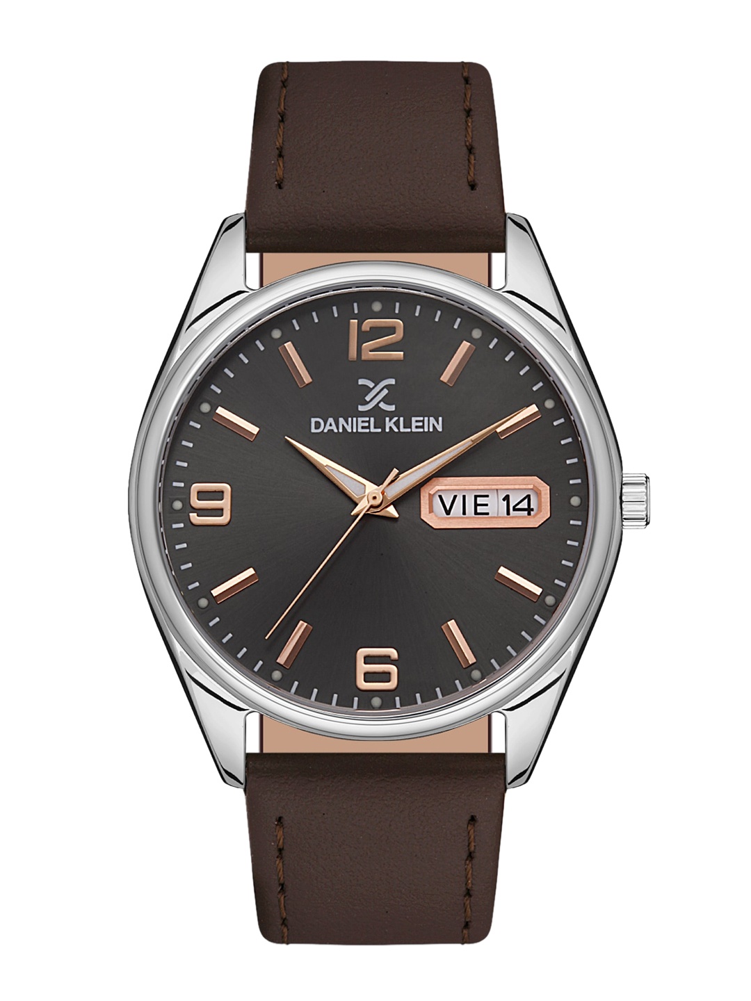 

Daniel Klein Men Silver-Toned Dial & Brown Leather Straps Analogue Watch DK.1.13129-6-Silver