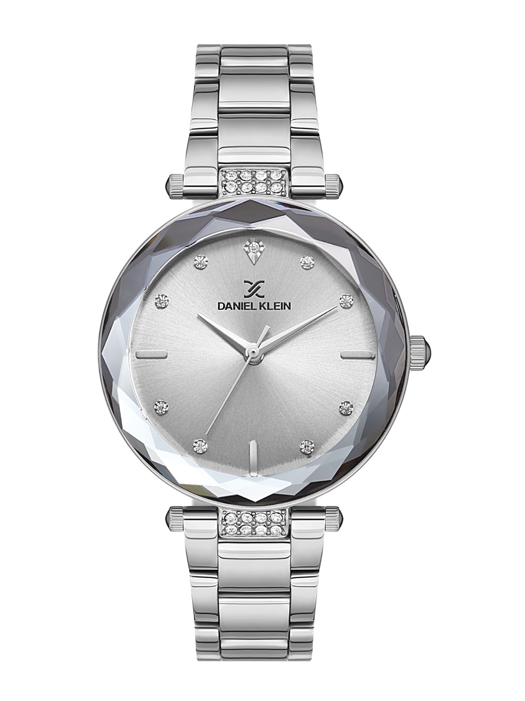 

Daniel Klein Women Silver-Toned Embellished Dial & Silver Toned Stainless Steel Bracelet Style Straps Watch DK.1.13146-1-Silver