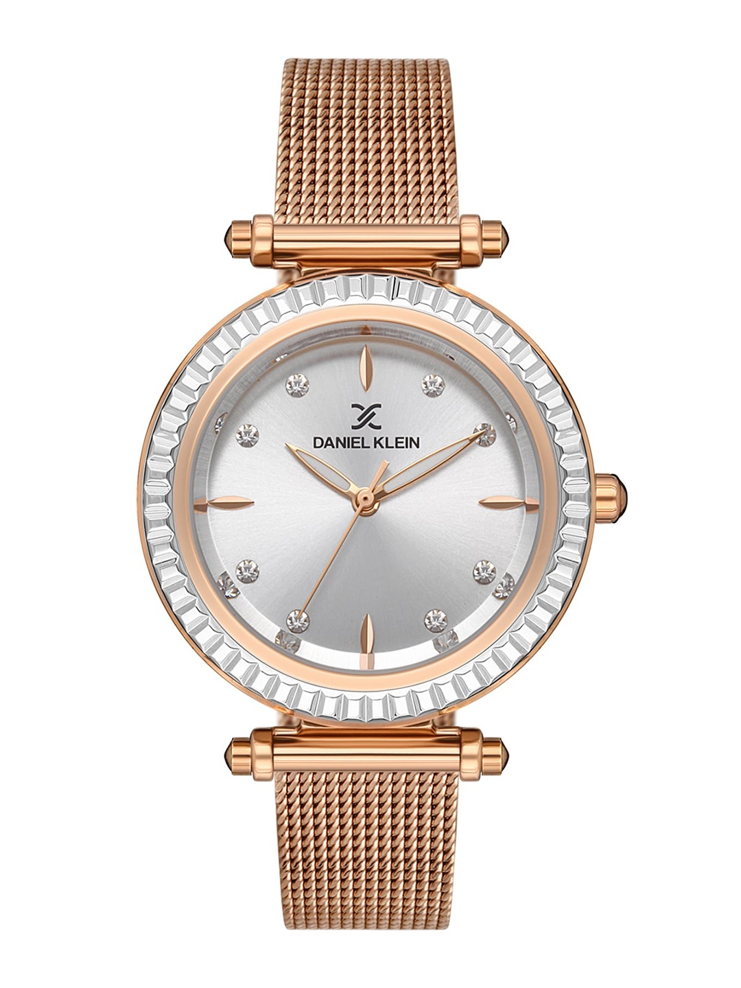 

Daniel Klein Women Grey Embellished Dial & Rose Gold Toned Bracelet Style Straps Analogue Watch, Pink