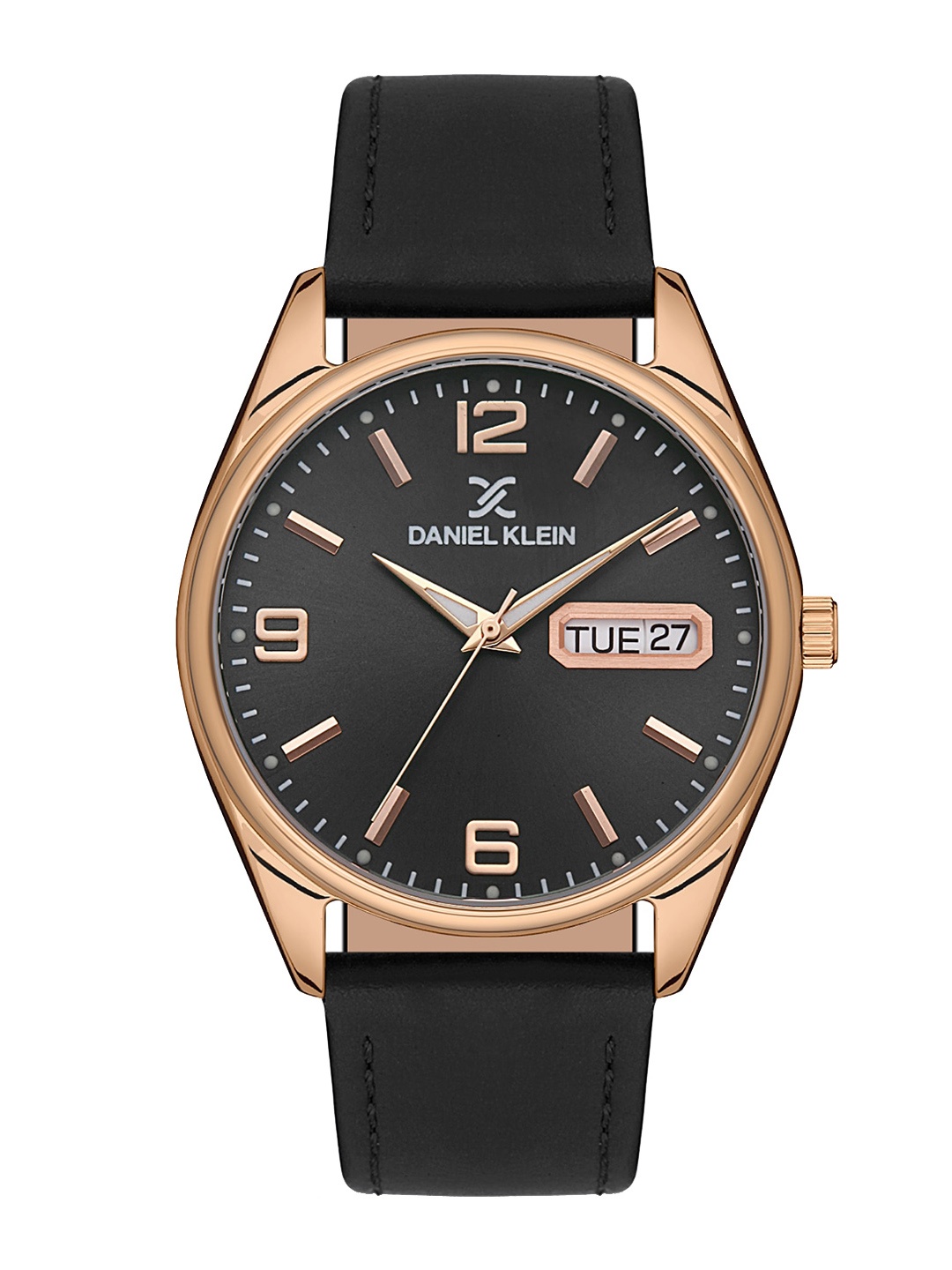 

Daniel Klein Men Pink Dial & Black Leather Straps Analogue Watch DK.1.13129-3