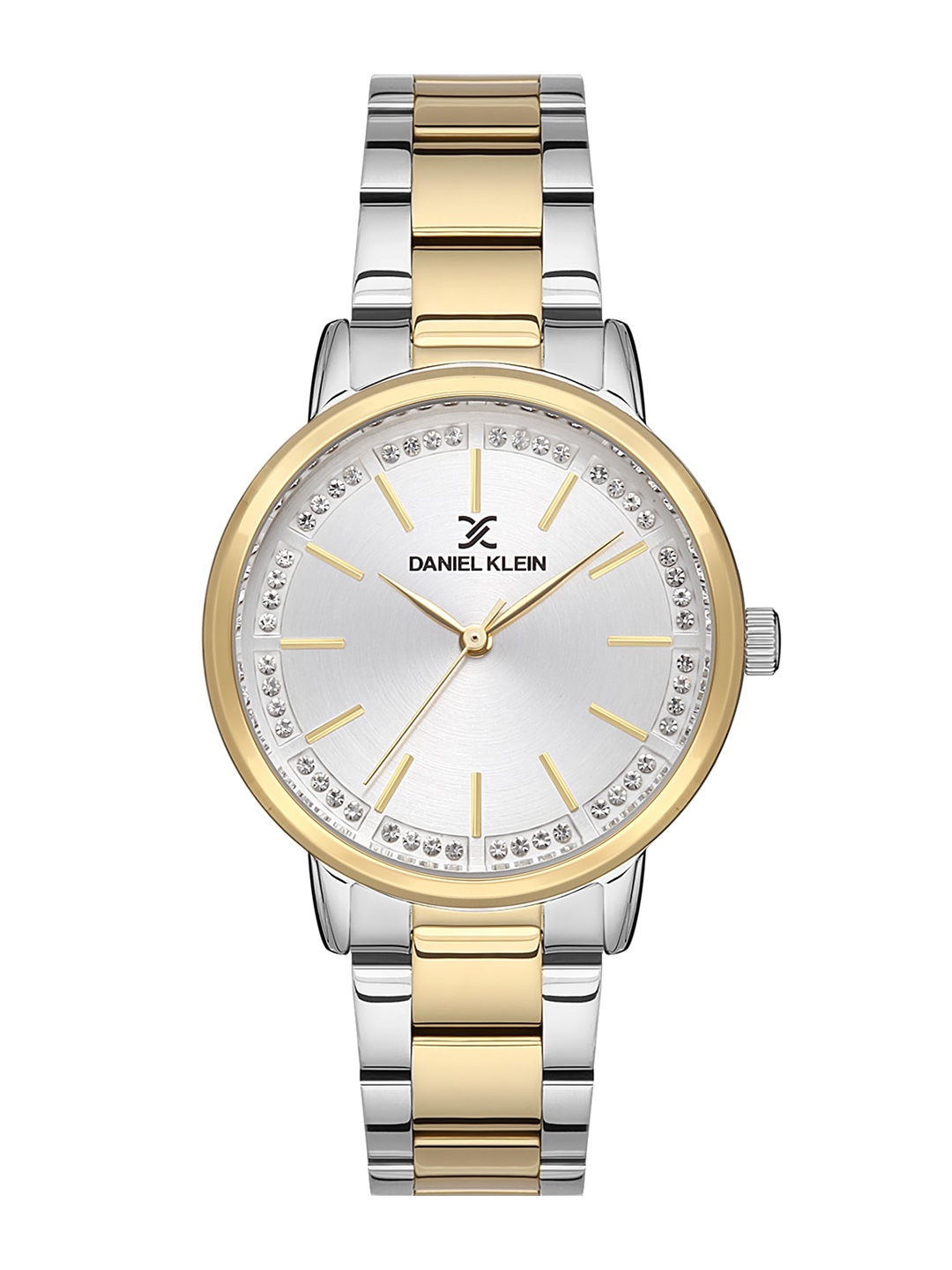 

Daniel Klein Women Silver-Toned Embellished Dial & Silver Toned Stainless Steel Bracelet Style Straps Watch DK.1.13048-3-Silver
