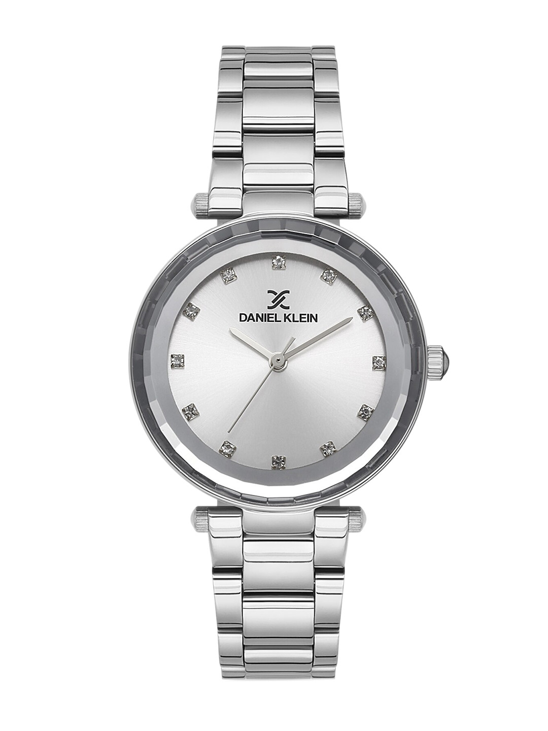 

Daniel Klein Women Silver-Toned Embellished Dial & Silver Toned Stainless Steel Bracelet Style Straps Watch