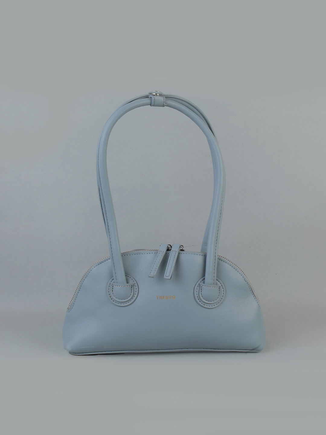 

THESTO Blue PU Structured Shoulder Bag