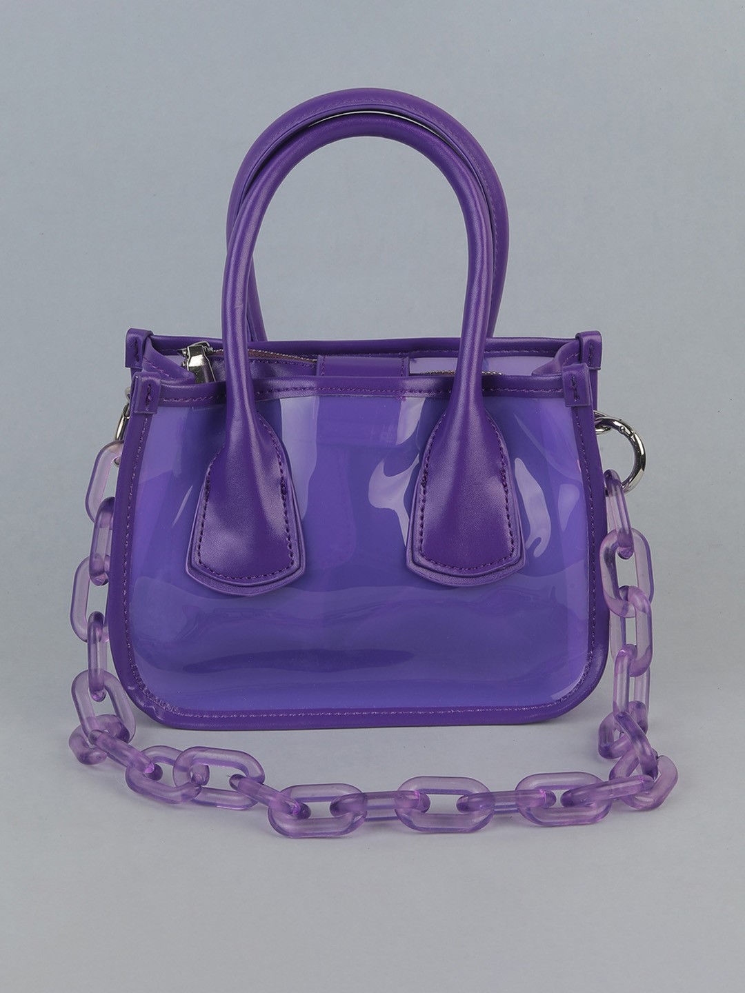 

THESTO Purple PU Structured Handheld Bag