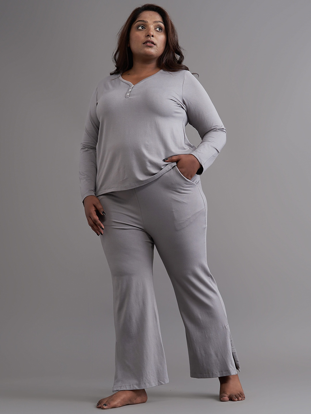 

SPIRIT ANIMAL Women Plus Size Grey Solid Lounge Pants