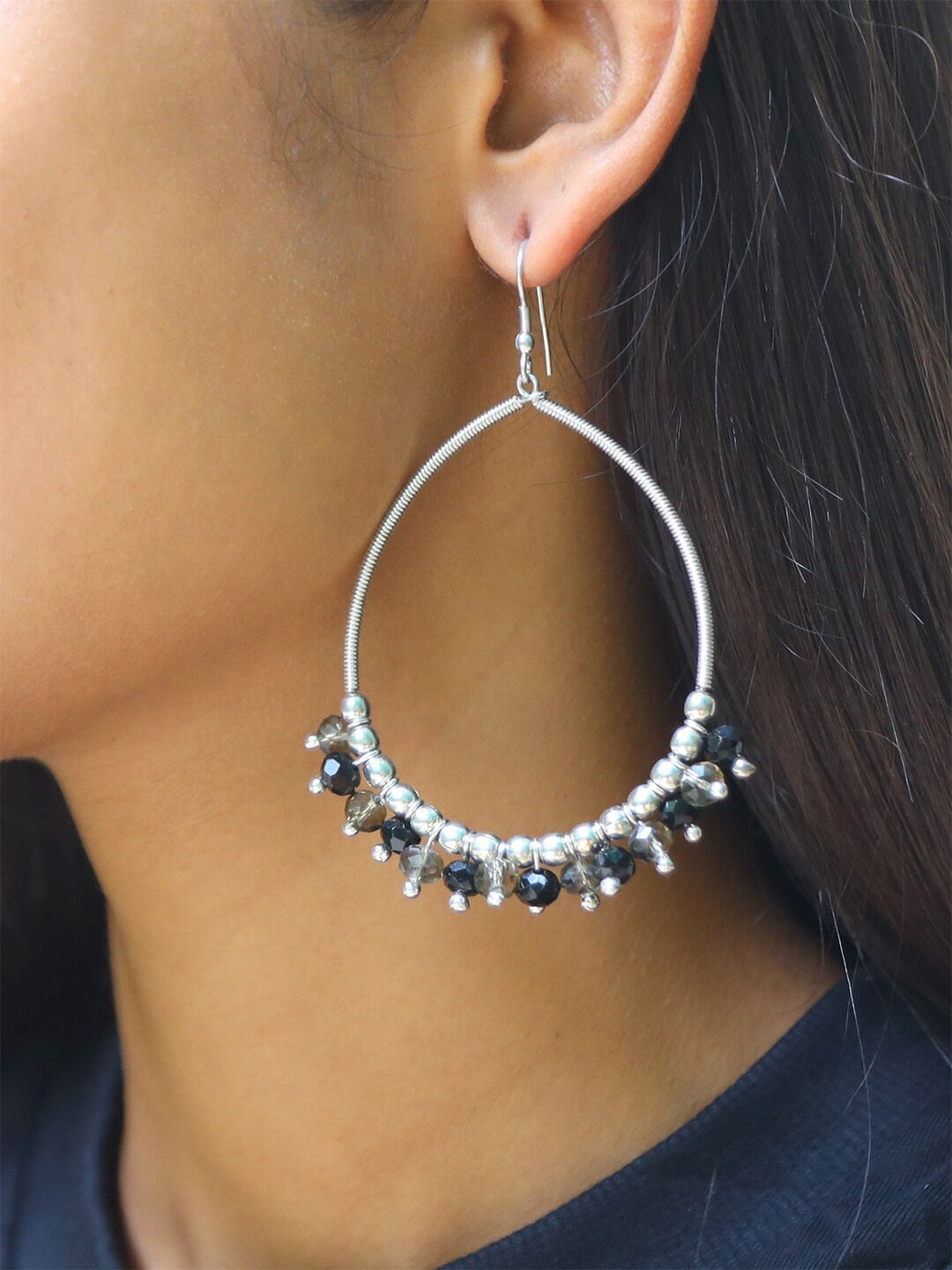 

Ayesha Oversized Oval Hook Drop Earrings, Silver