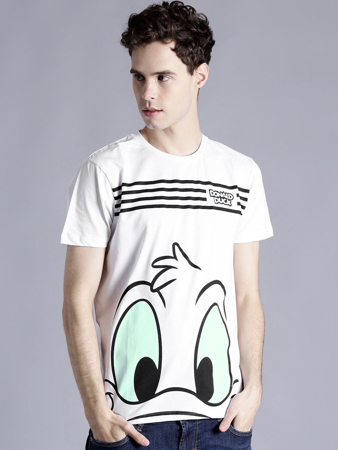 

Kook N Keech Disney Men White Printed Round Neck Pure Cotton T-shirt