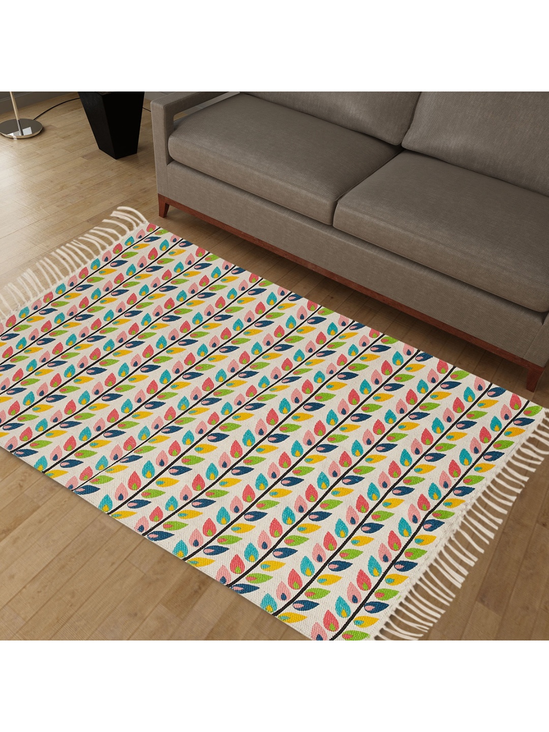 

Home Centre Beige Printed Cotton Dhurrie