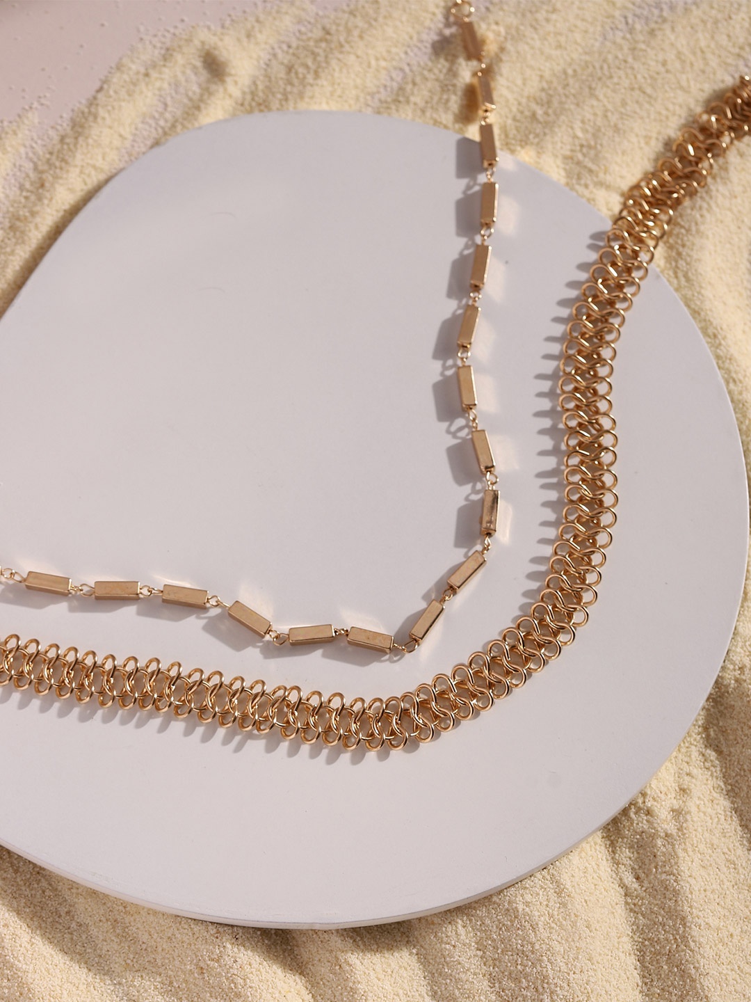 

DEEBACO Men Gold-Toned Rose Gold-Plated Layered Necklace