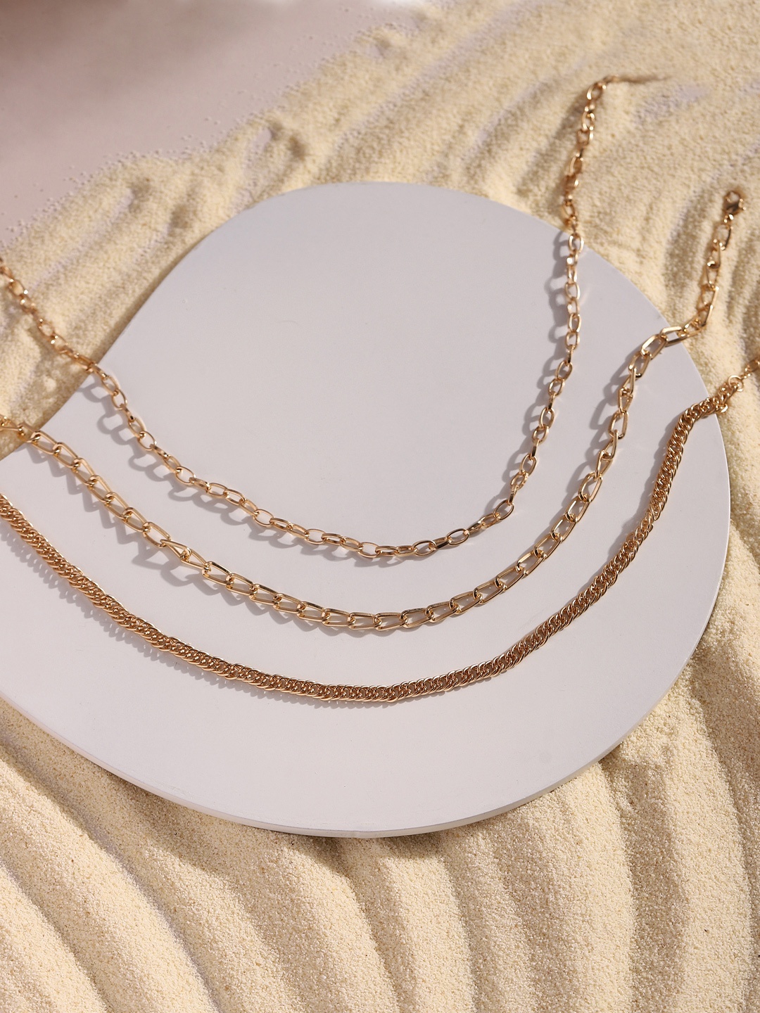 

DEEBACO Men Rose Gold-Plated Layered Necklace Chain
