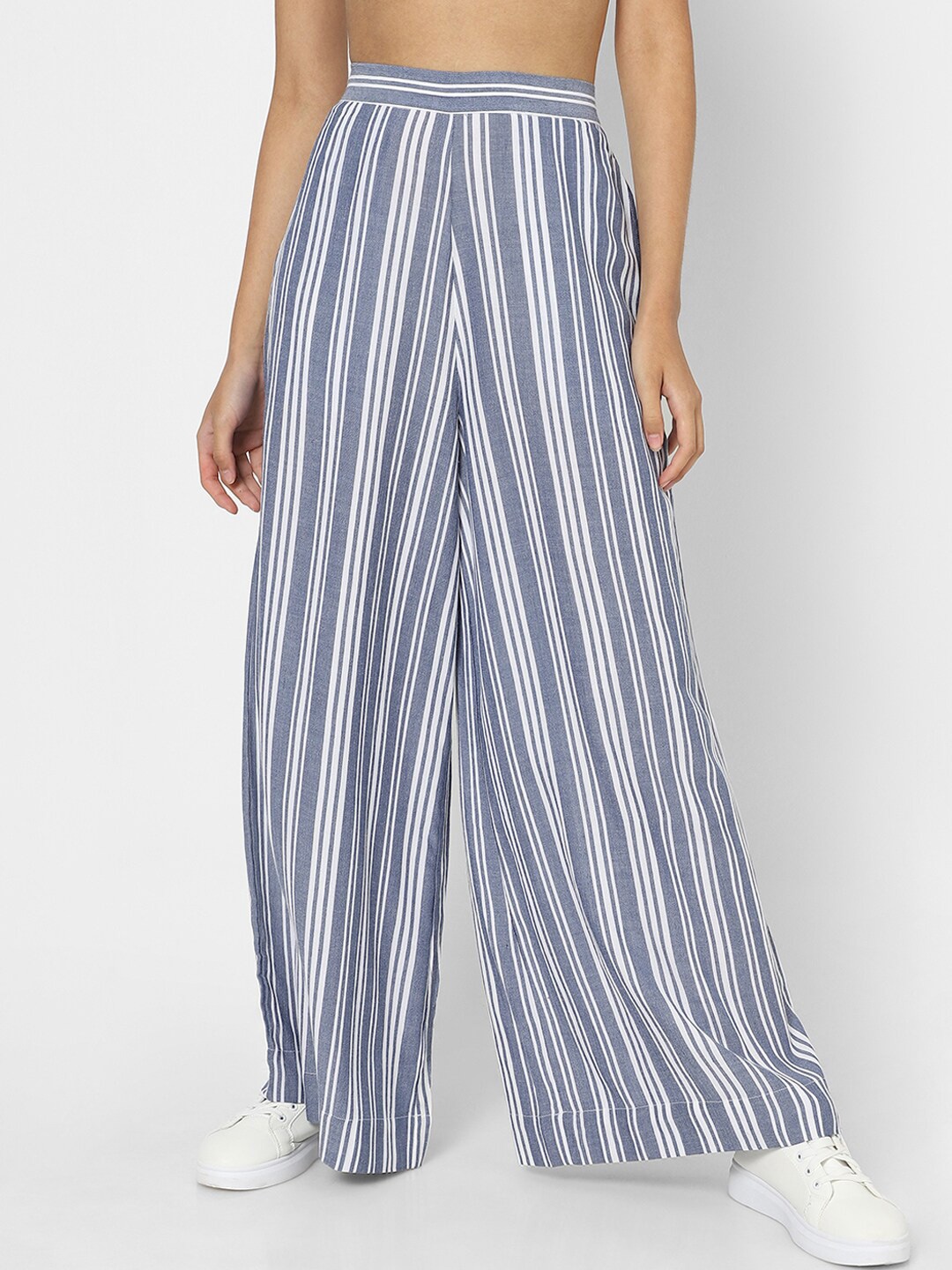 

VASTRADO Women Navy Blue & White Striped Palazzos