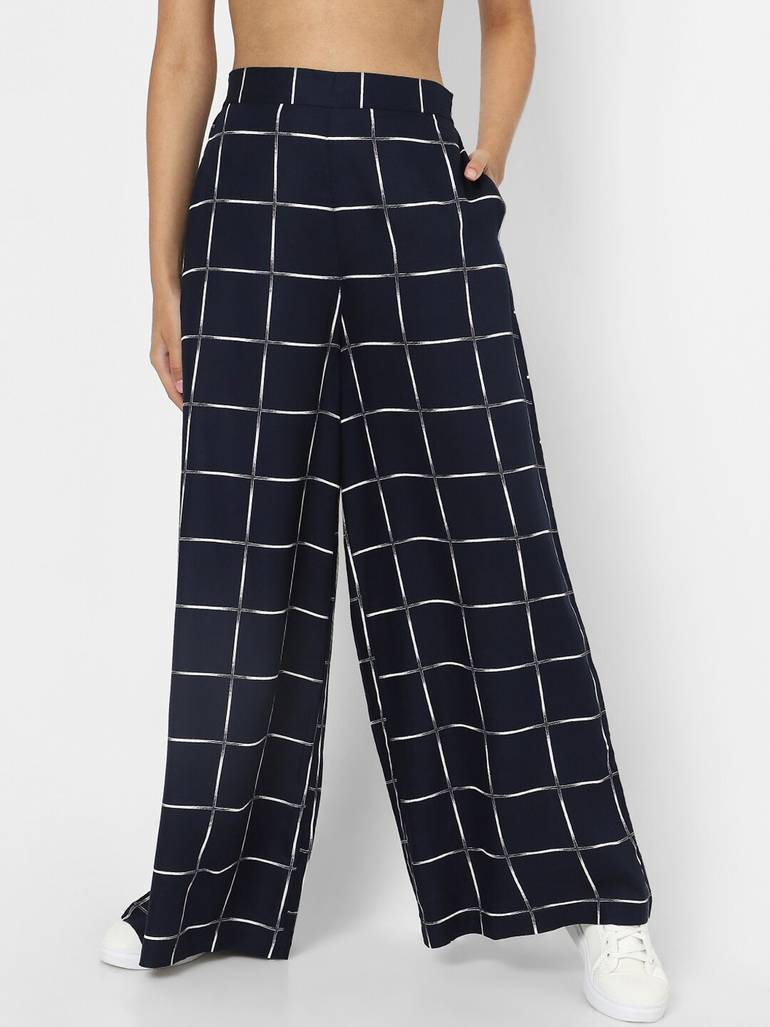 

VASTRADO Women Black & White Checked Palazzo