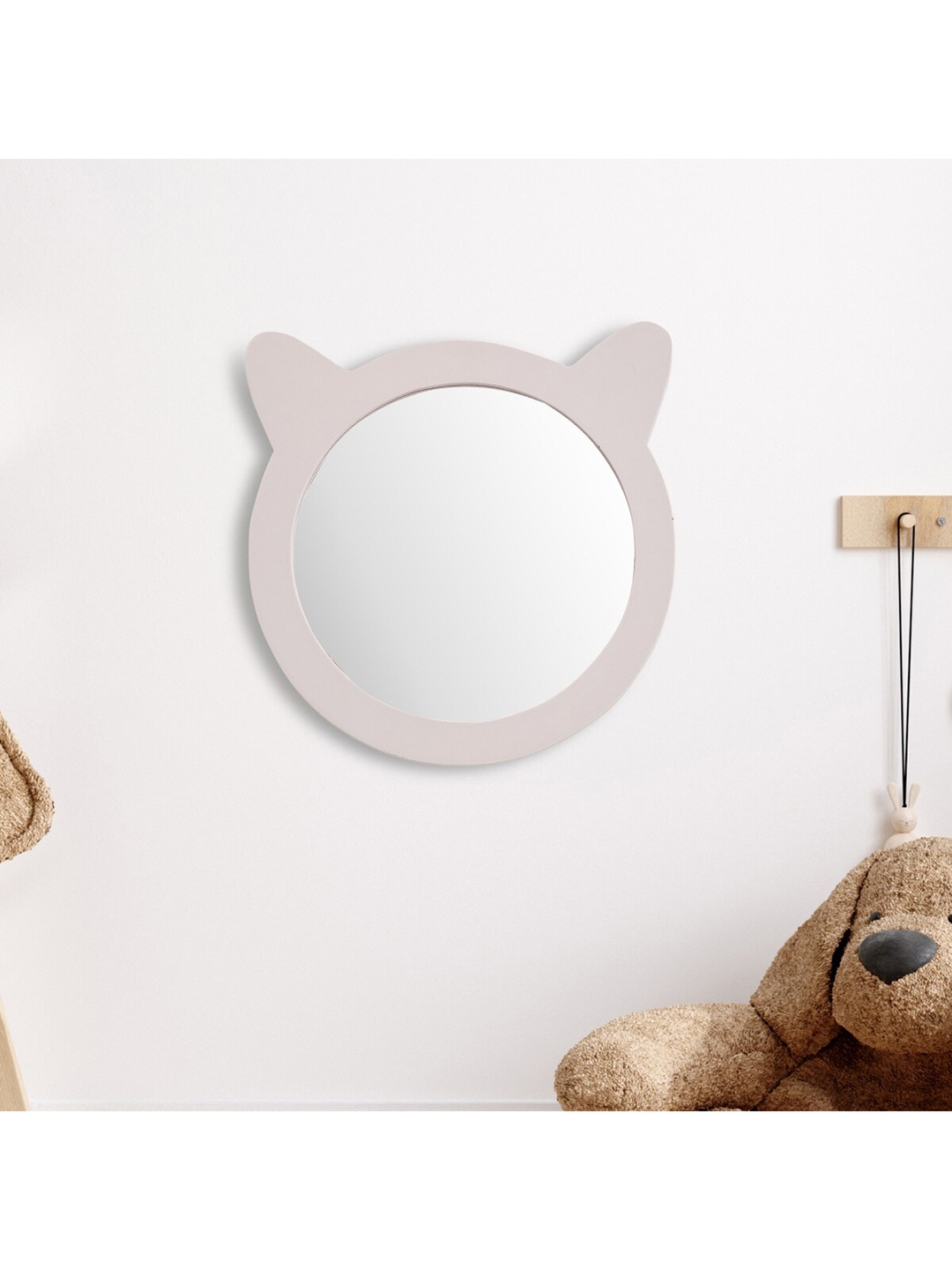 

Home Centre Pink Solid Cat Shaped Wooden Wall Mirror