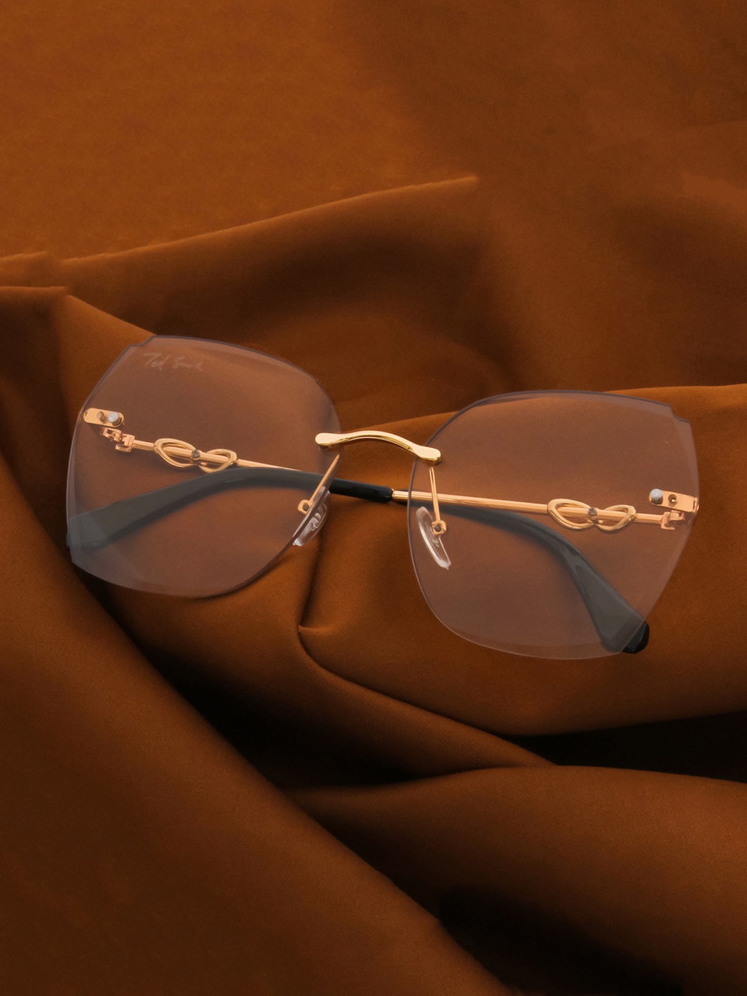 

Ted Smith Women Brown Lens & Gold-Toned Oversized Sunglasses with UV Protected Lens
