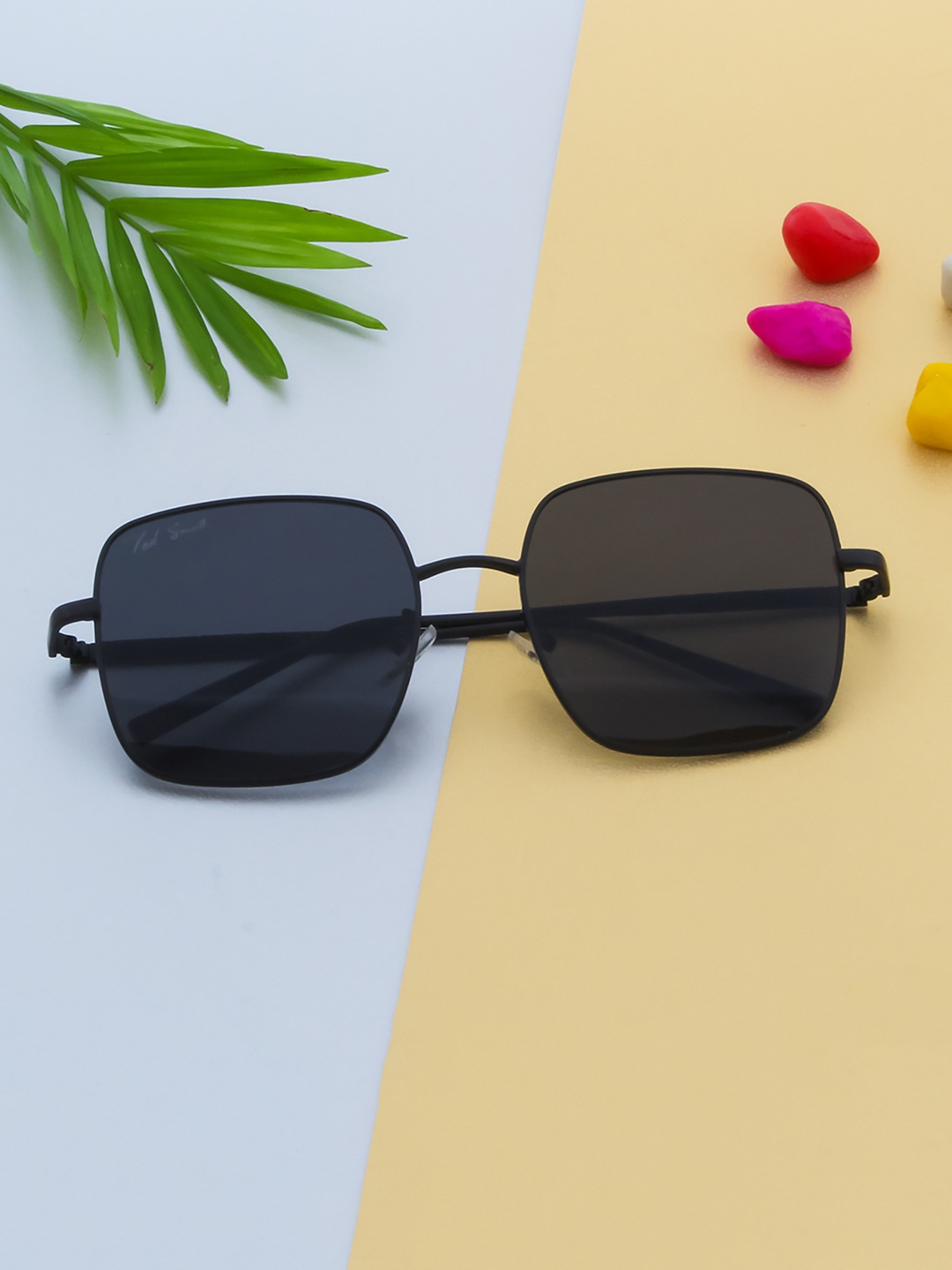 

Ted Smith Unisex Black Lens & Black Square Sunglasses with UV Protected Lens