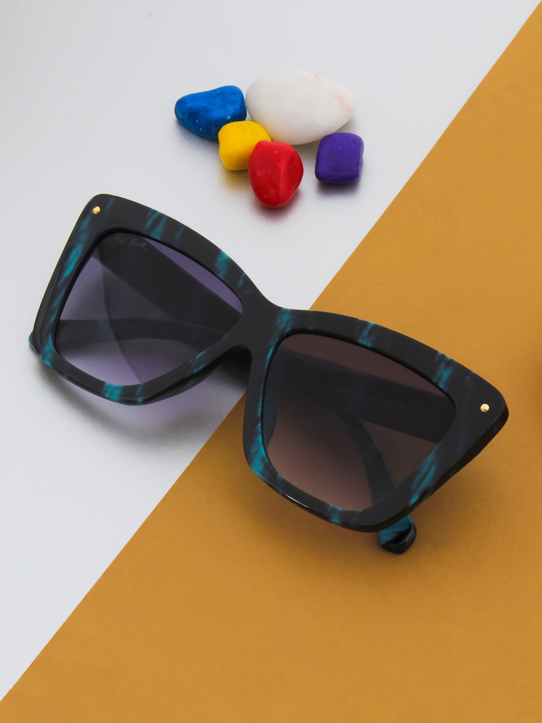 

Ted Smith Women Purple Lens & Black Cateye Sunglasses with UV Protected Lens