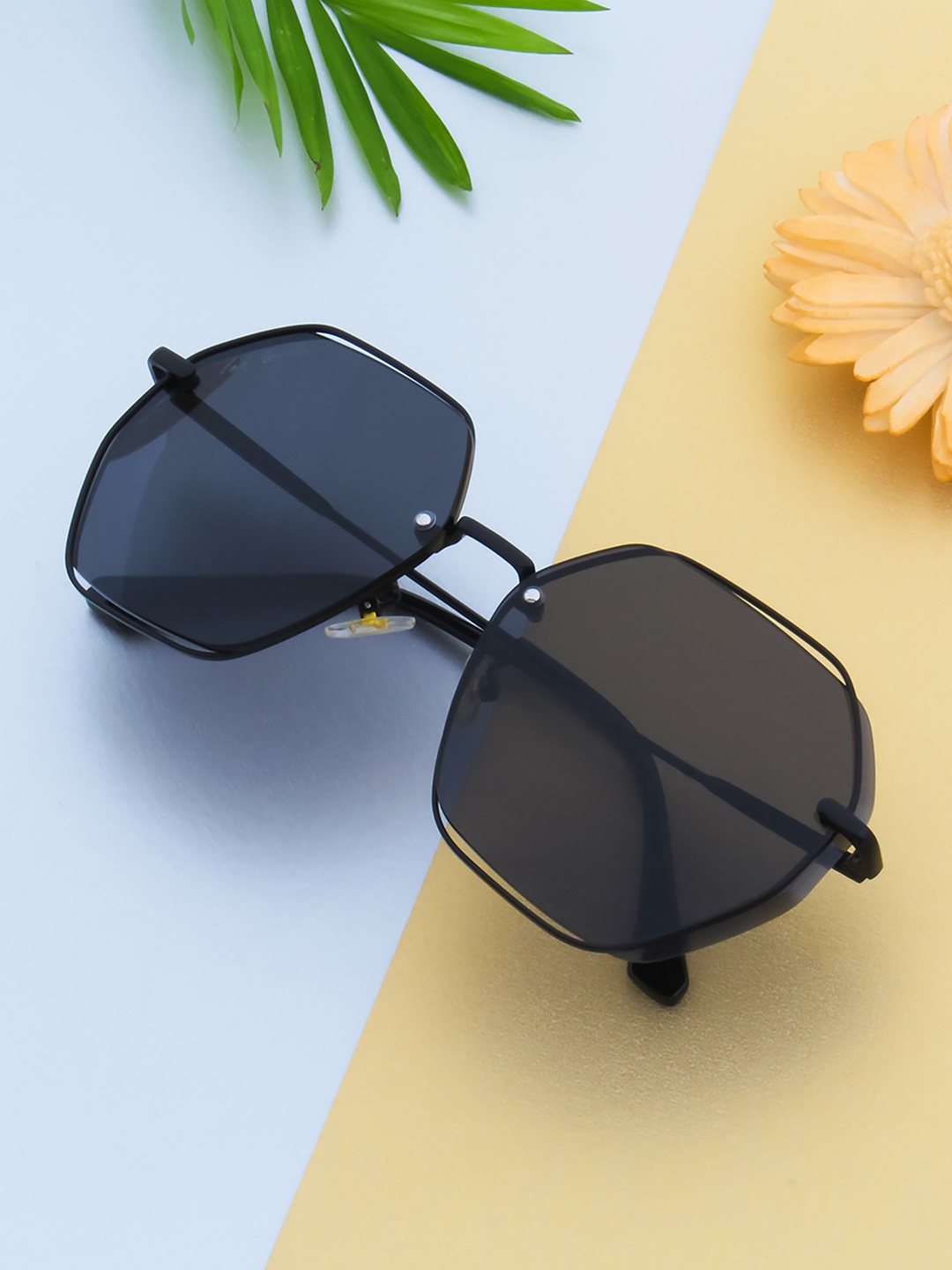 

Ted Smith Unisex Black Lens & Black Oversized Sunglasses with UV Protected Lens