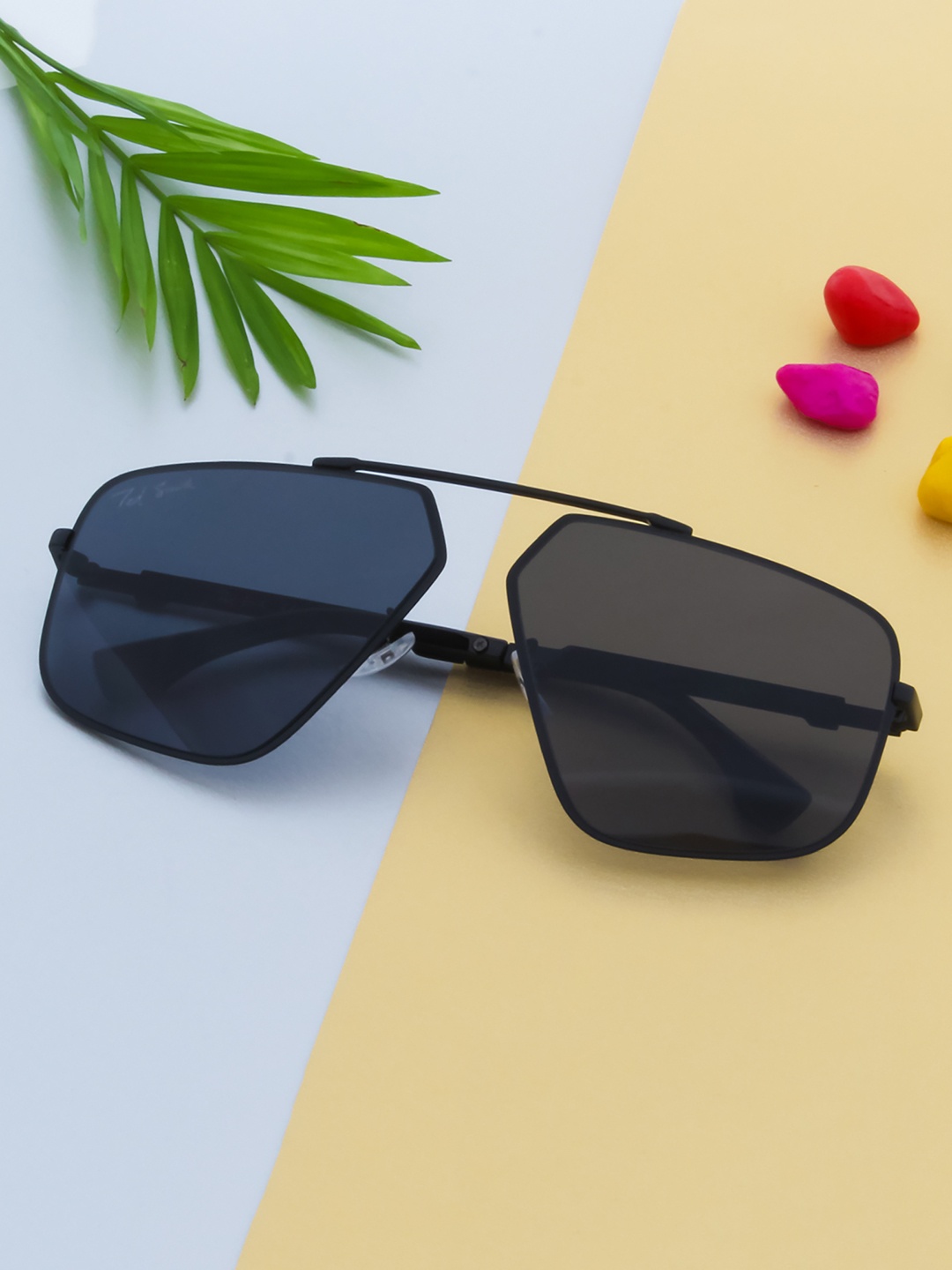 

Ted Smith Unisex Grey Lens & Black Oversized Sunglasses with UV Protected Lens
