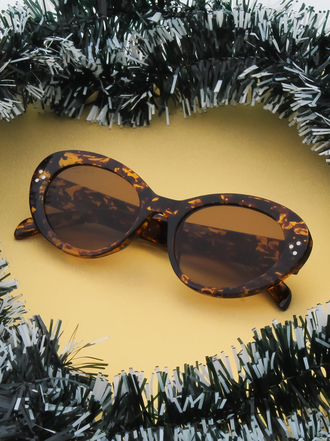 

Ted Smith Women Brown Lens & Brown Cateye Sunglasses with UV Protected Lens